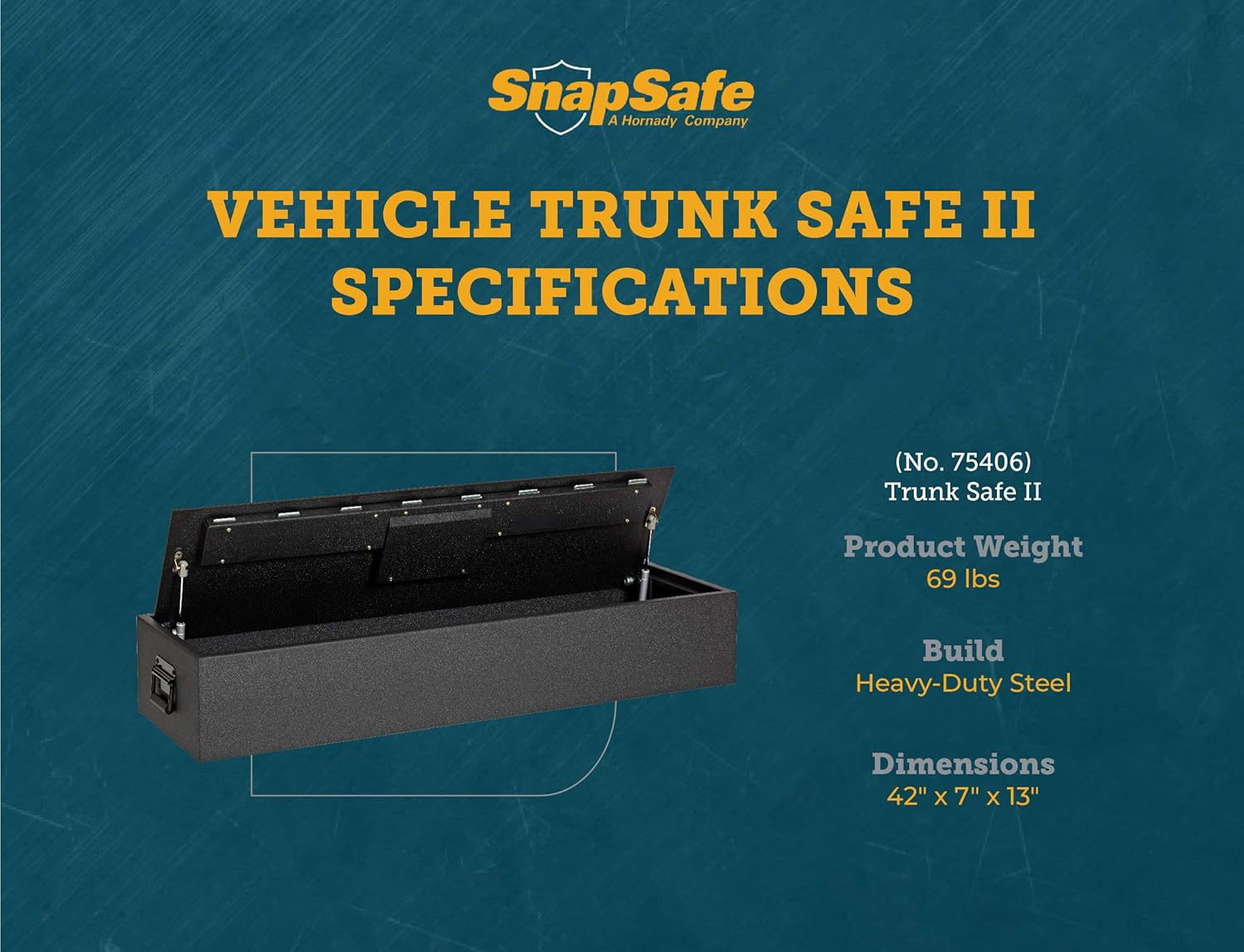 SnapSafe Trunk Safe II – Vehicle Gun Safes for Rifles and Shotguns – Security in Your Car or Truck, Protect Your Firearms, Ammo and Valuables – Black, Measures 7 x 42 x 13 Inches