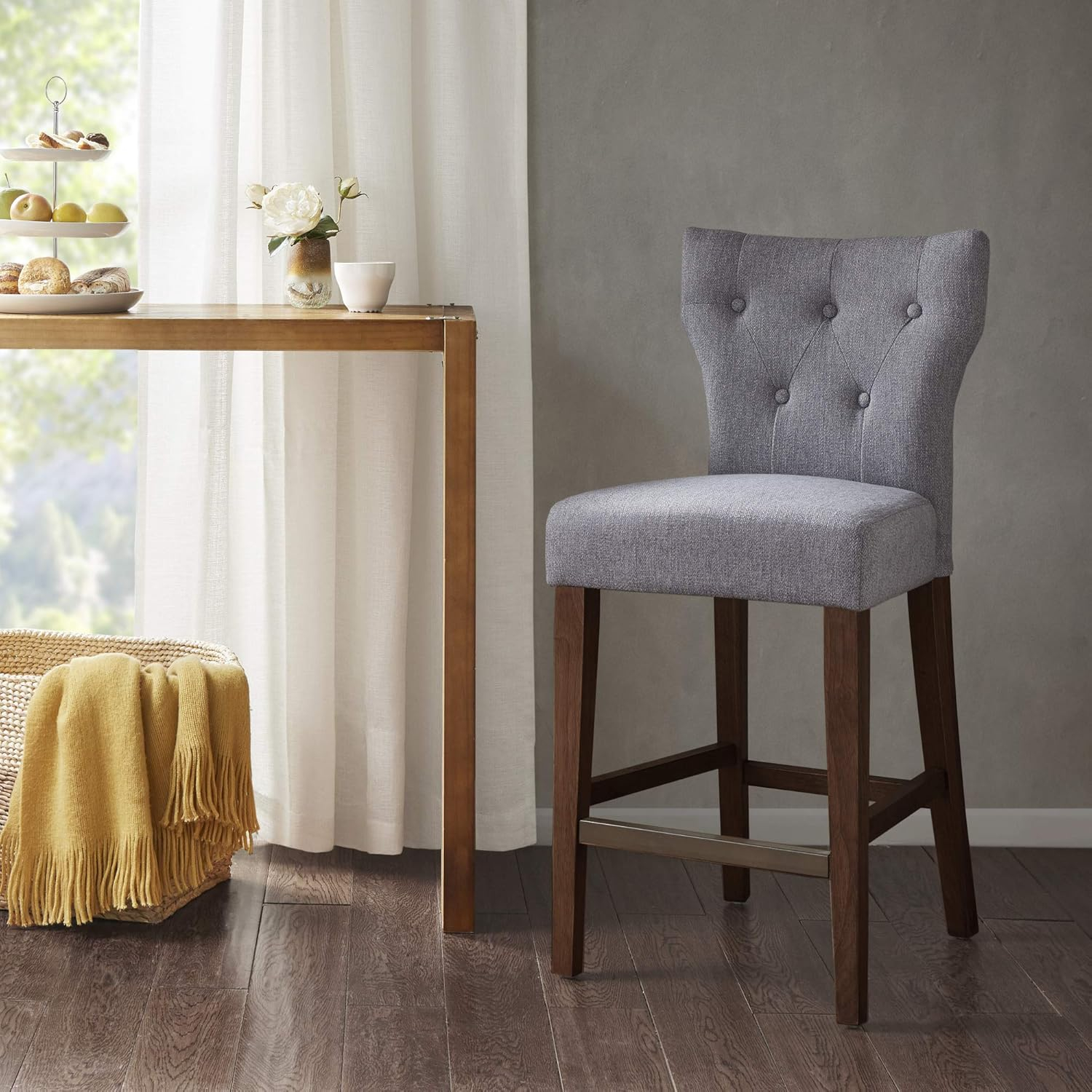 Tufted Back Counter Stool Grey/Avila