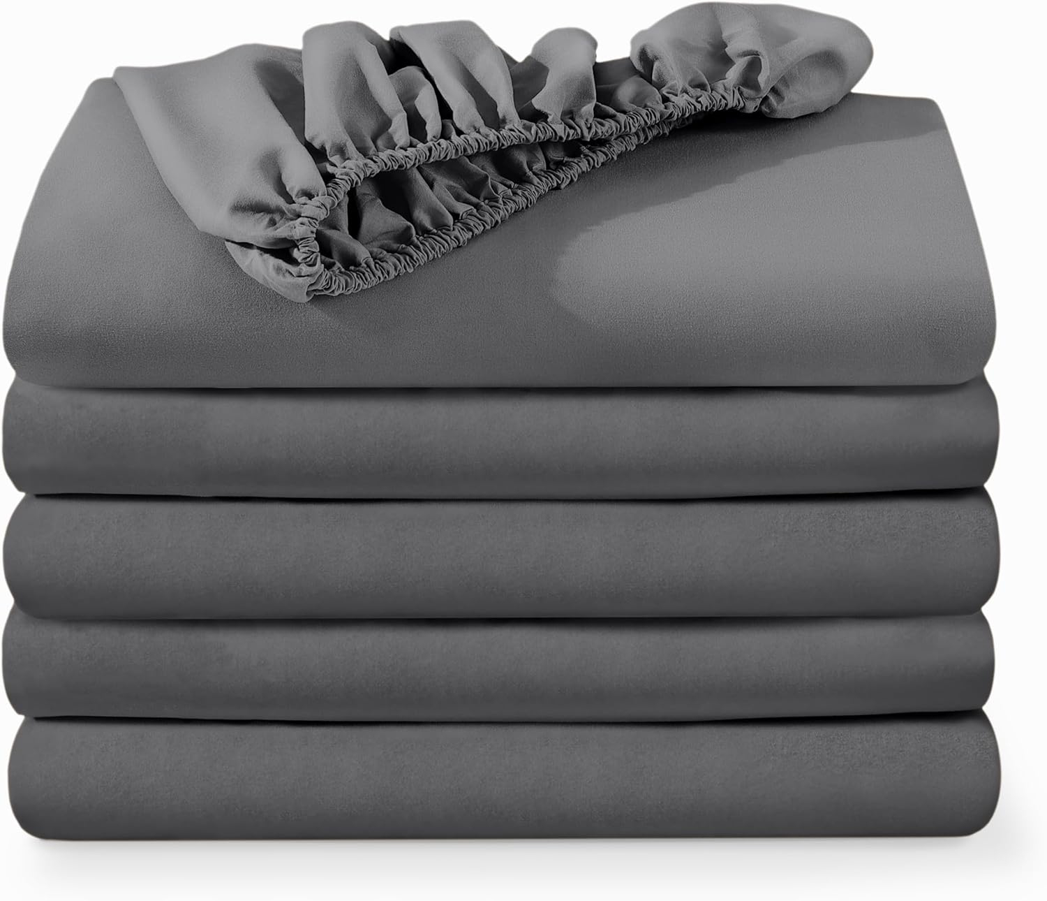 Bare Home 5-Pack Fitted Sheets - Premium 1800 Collection - Ultra-soft - Deep Pocket - California King, Gray