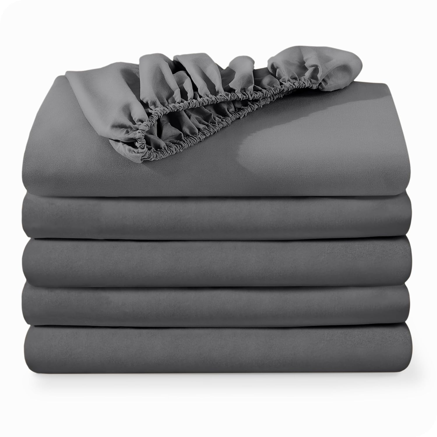 Bare Home 5-Pack Fitted Sheets - Premium 1800 Collection - Ultra-soft - Deep Pocket - California King, Gray