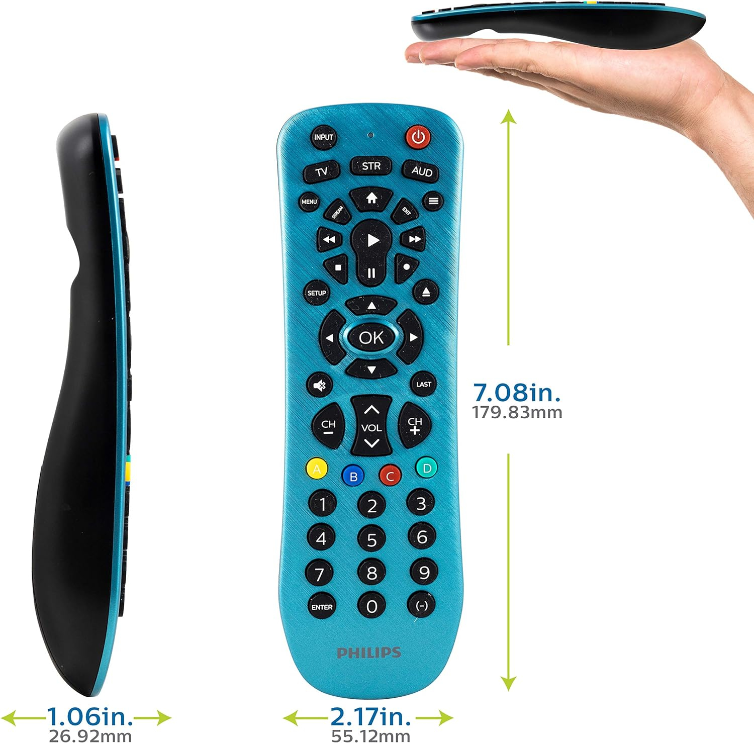 Philips 3-Device Universal Remote Control, Brushed Electric Blue, SRP3249B/27