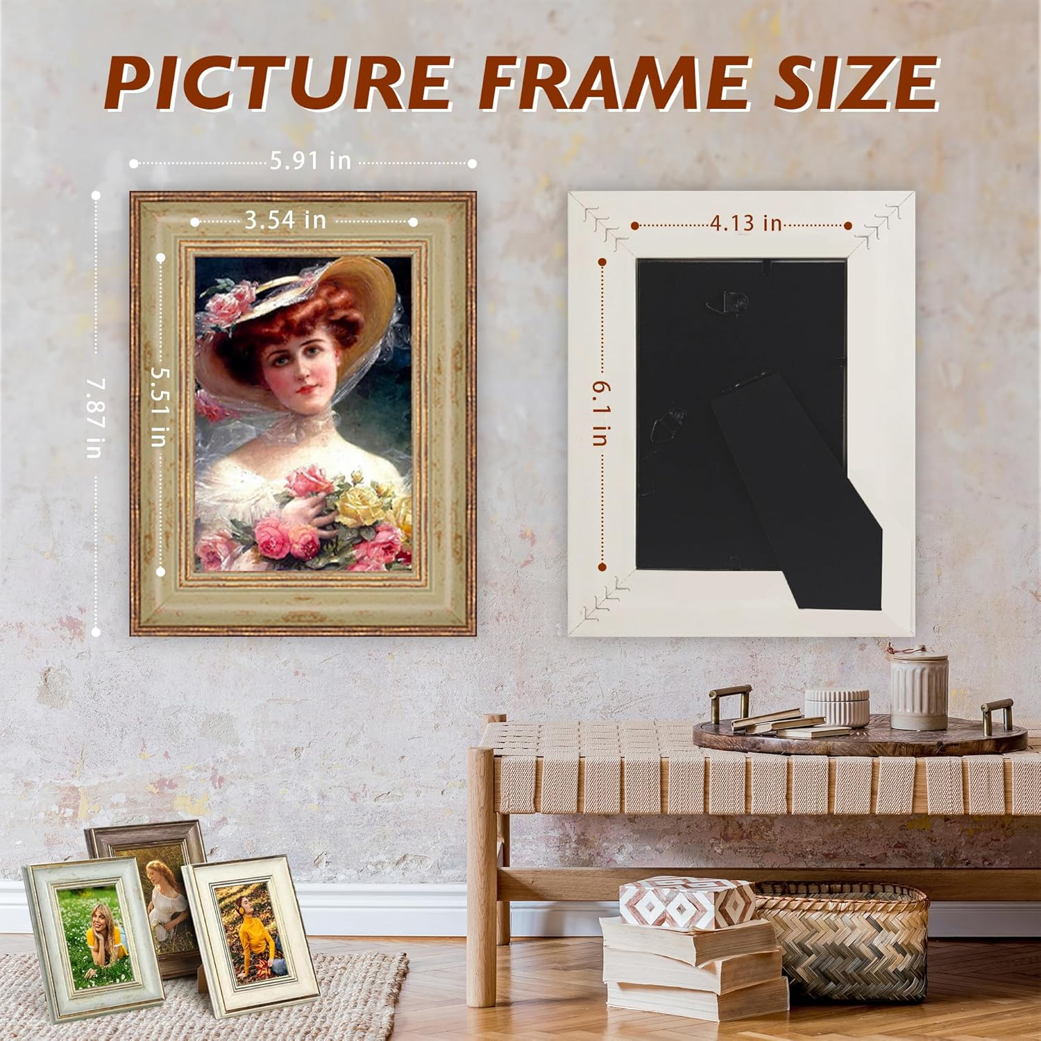 XUANLUO 3 Pack 4x6 Inch Farmhouse Rustic Picture Frame Sets Distressed Farmhouse Plastic Frame with HD plastic cover for Wall Mount or Tabletop Display