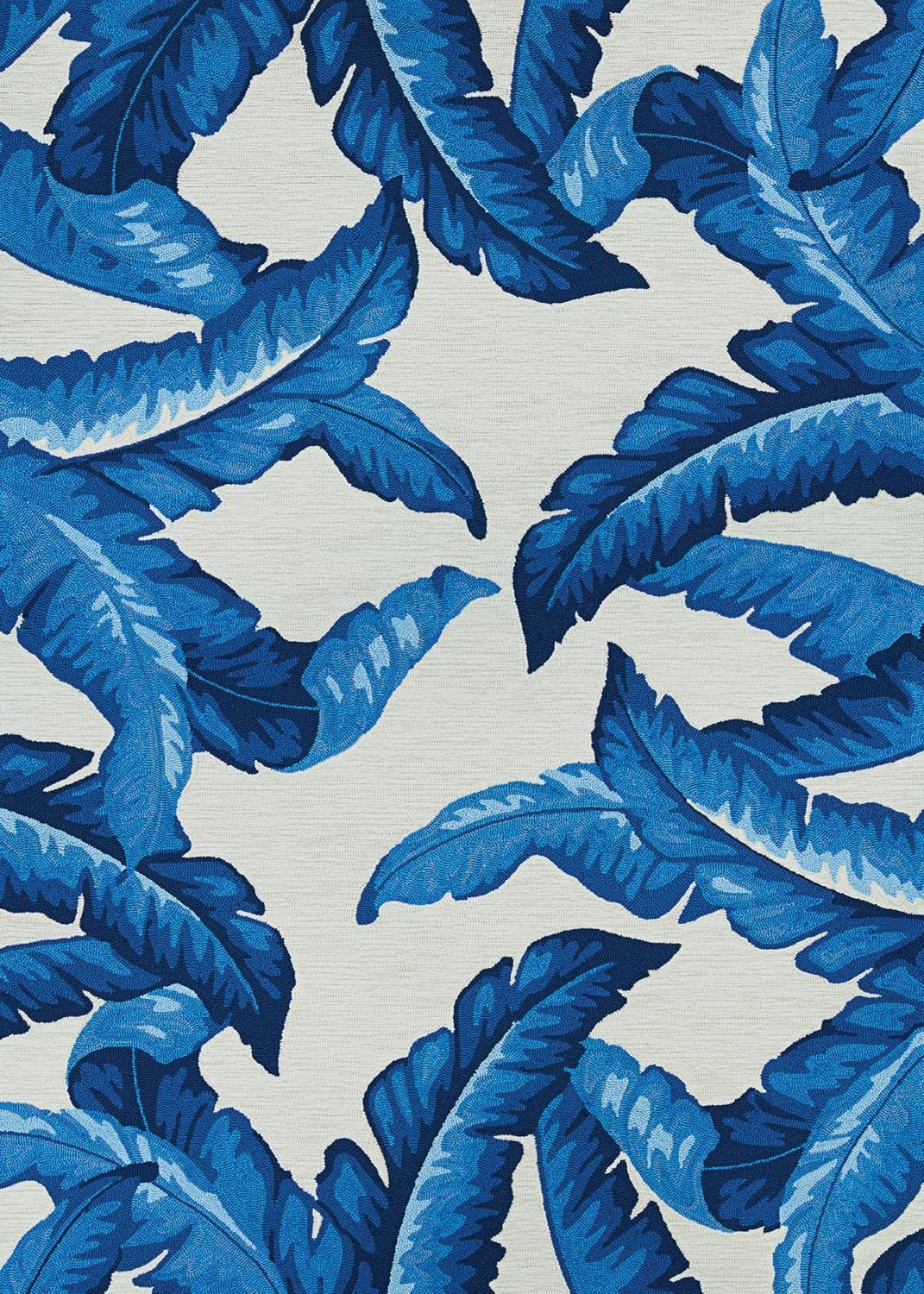 Couristan Covington Palm Leaves 8' x 10' Blue Floral Outdoor Rug