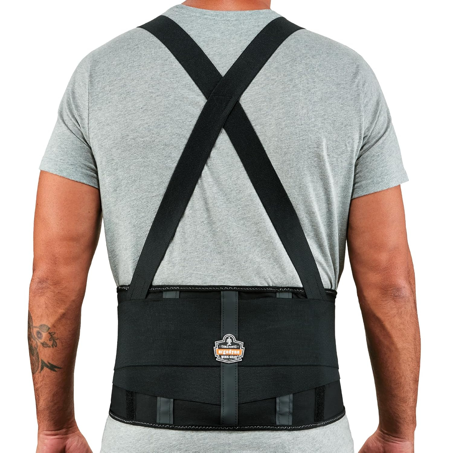 Ergodyne 11604 ProFlex 1100SF Back Support Brace, 8" Spandex Belt, Patented Stays Provide Added Support, Large,Black