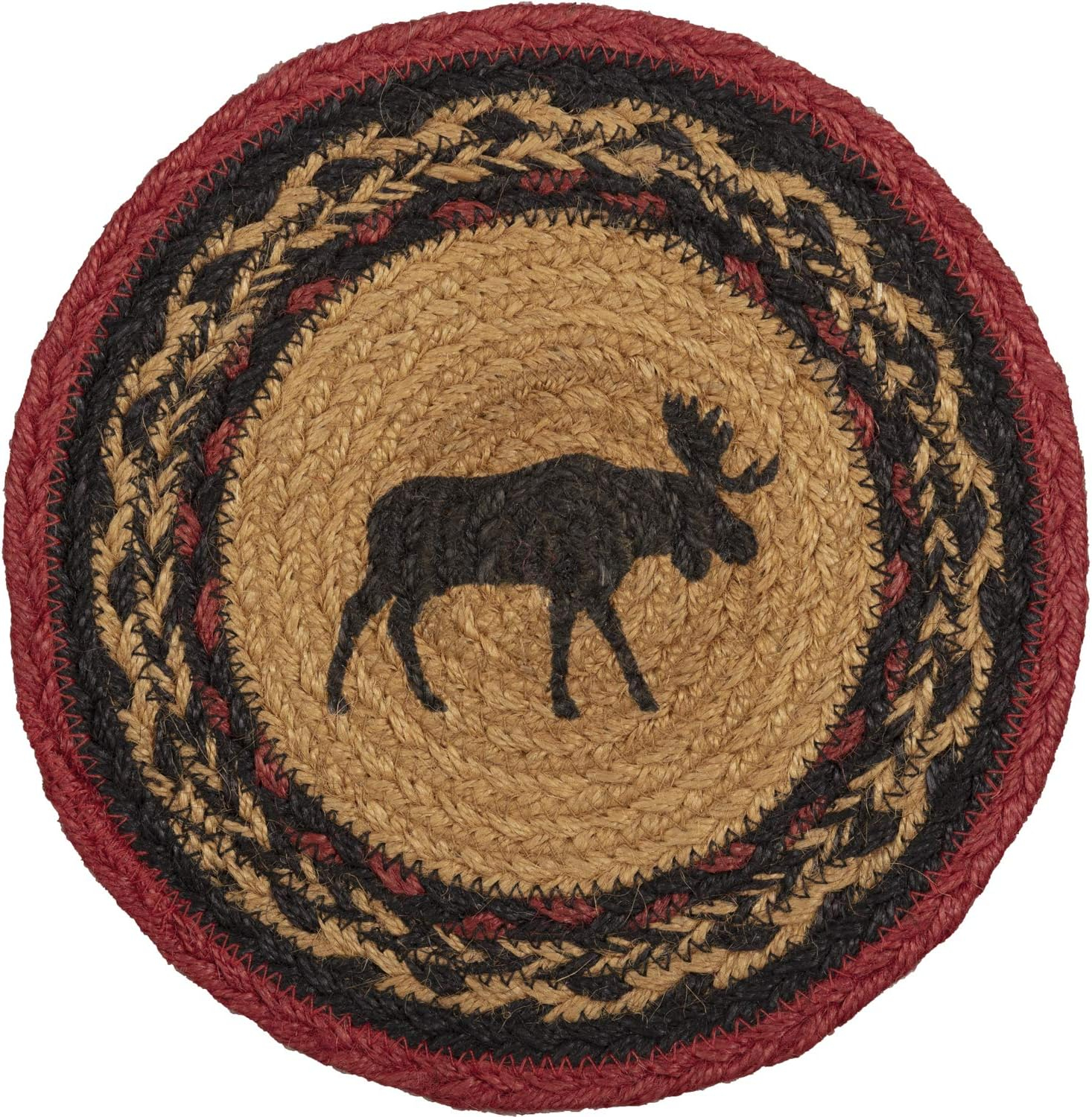 Cumberland Tan and Black Jute Moose Trivet, 8 inches