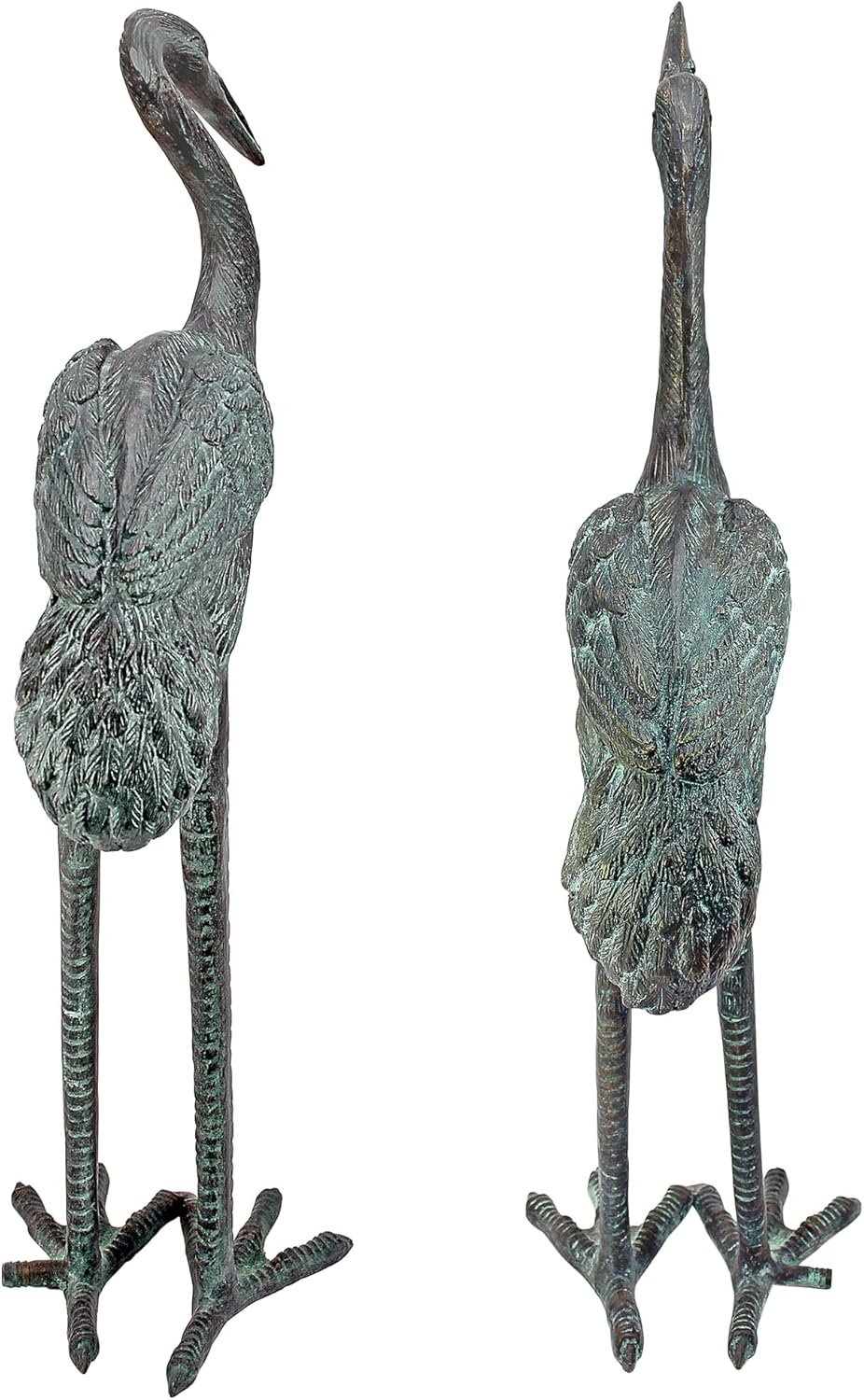Design Toscano Emerald Verde Small Cranes Cast Bronze Garden Statue Set
