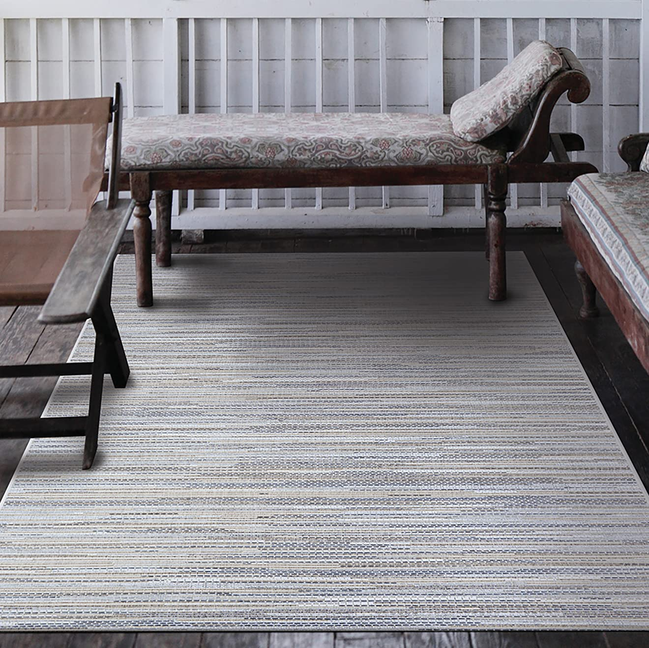Couristan Monte Carlo Coastal Breeze Indoor/Outdoor Area Rug, 2' x 3'7", Taupe-Champagne