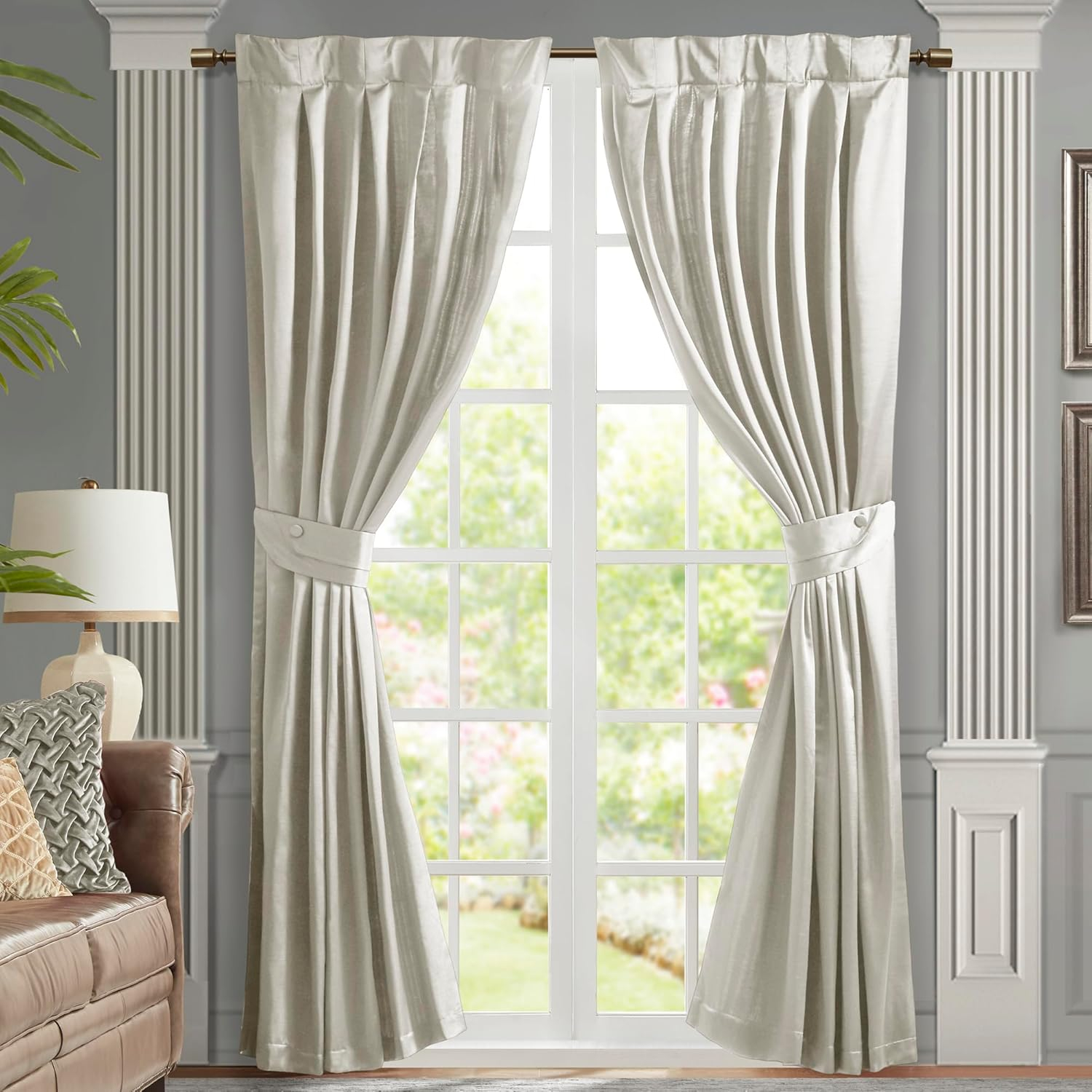Croscill Avignon Pleat Curtain Panel with Tieback (Single) in White 52x84"
