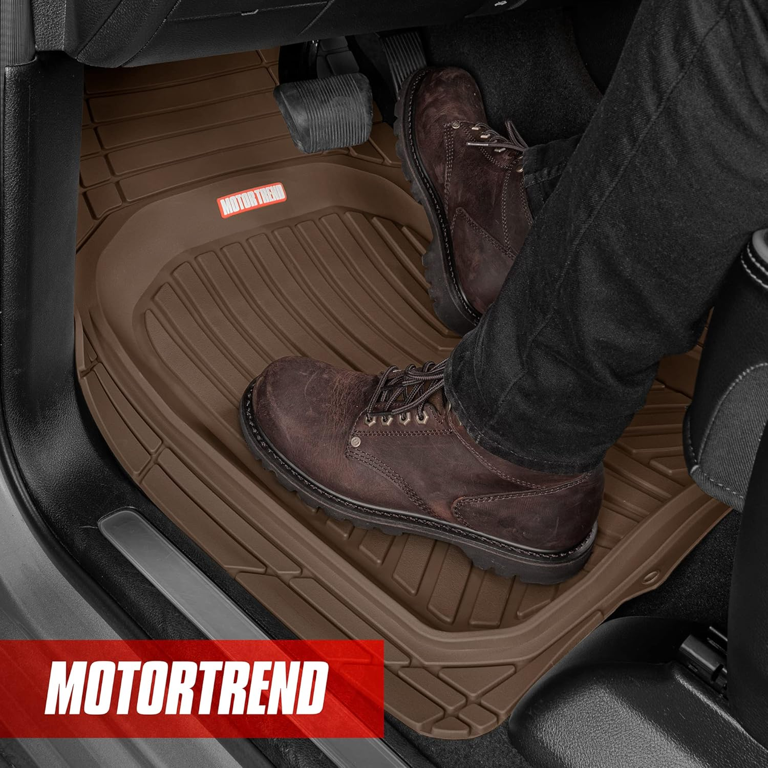 Motor Trend Deep Dish Rubber Floor Mats for Car SUV TRUCK Van, All-Climate All Weather Performance Plus Heavy Duty Liners Odorless