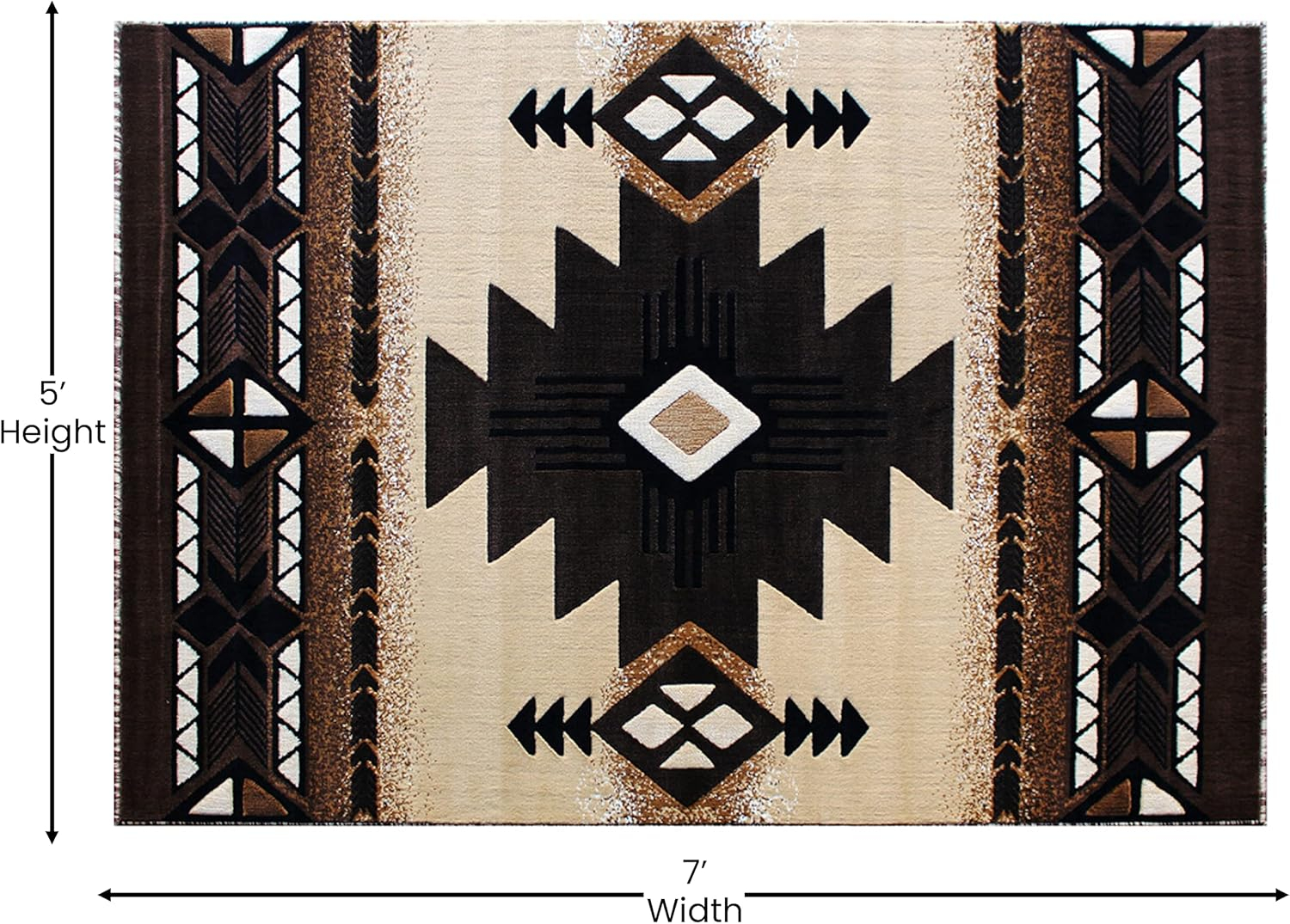 Flash Furniture Mohave Rectangular Southwestern Black, Beige, Brown Area Rug, 5' x 7'