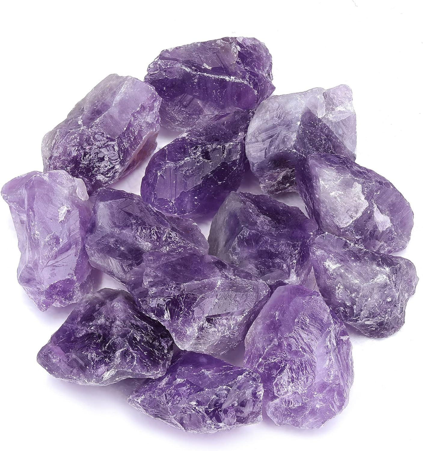 Crystal Allies Materials: 1lb Bulk Rough Amethyst Quartz Stones from Madagascar - Large 1" Raw Natural Crystals for Cabbing, Cutting, Lapidary, Tumbling, and Polishing