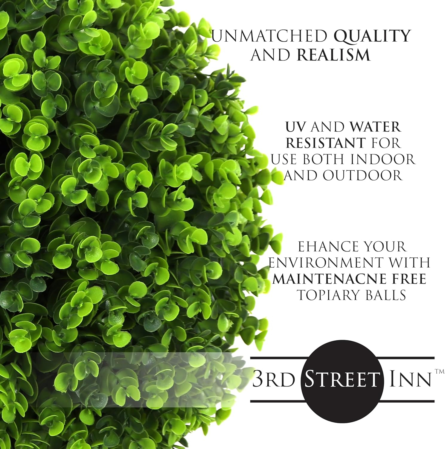 3rd Street Inn 15" Artificial Large Wintergreen Topiary Ball - 1 Pack