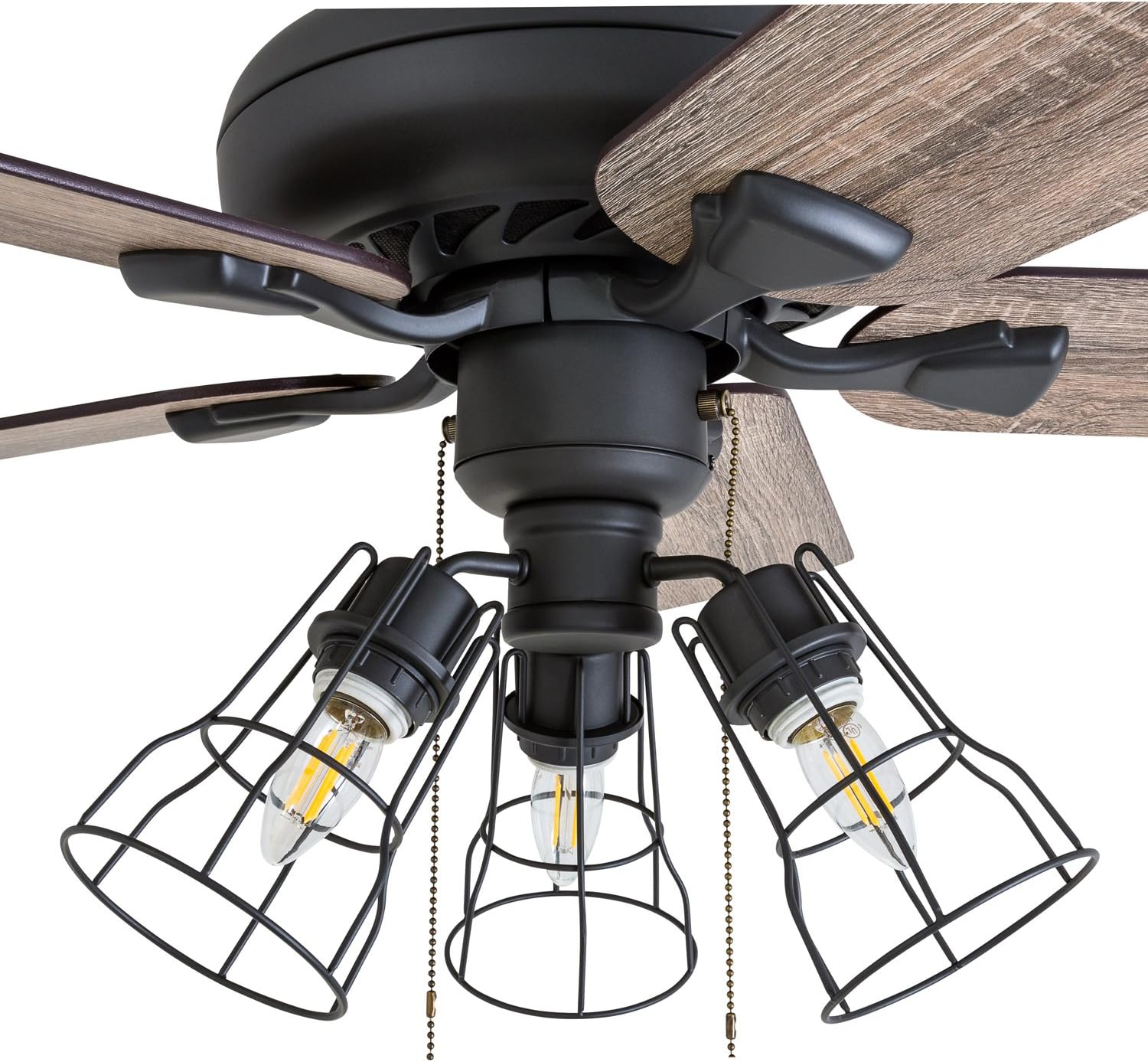 52-Inch Bronze Industrial Ceiling Fan with Light and Reversible Blades