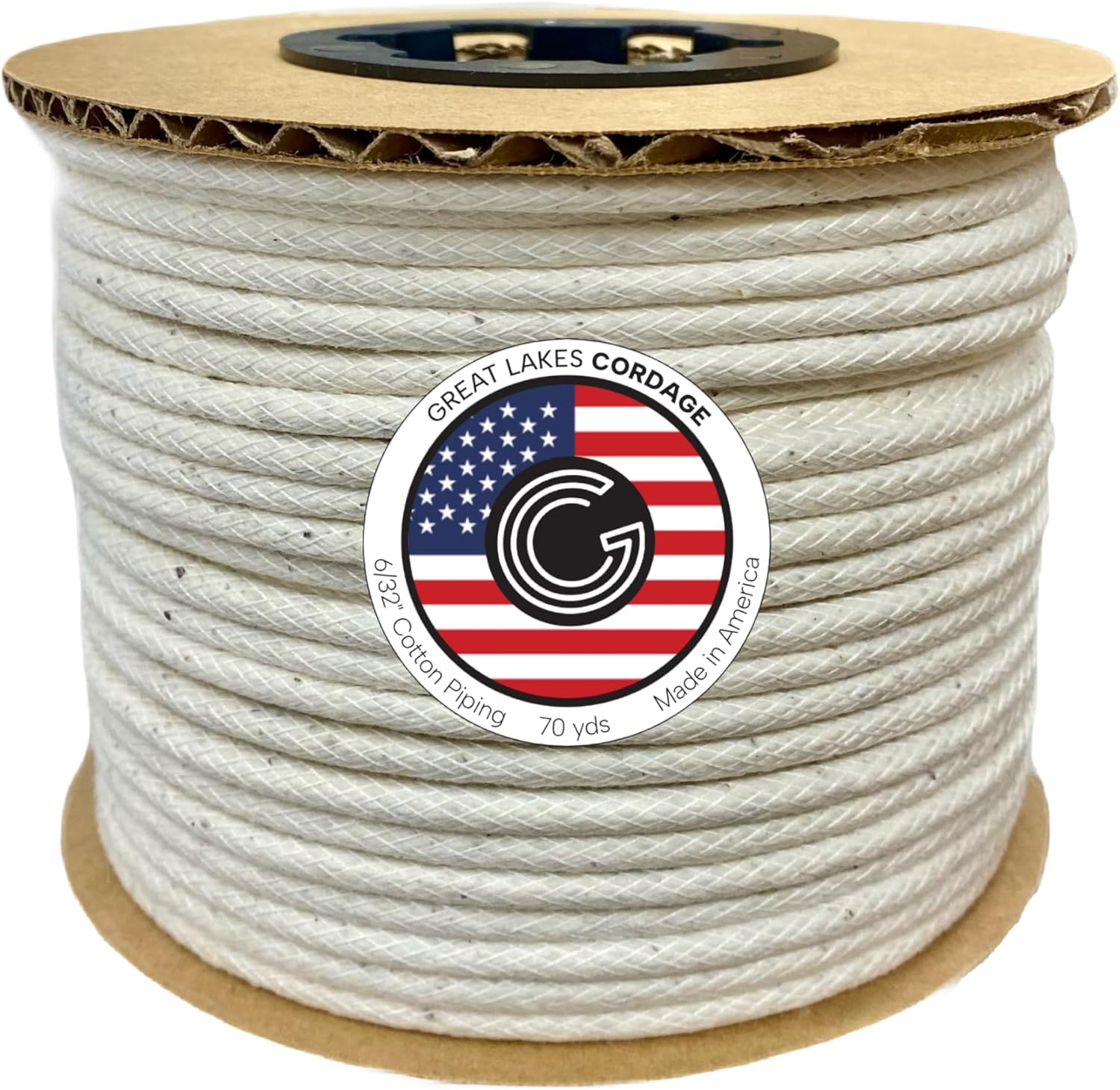 Great Lakes Cordage 6/32" Cotton Piping Cord, Size 1 (70 Yards)