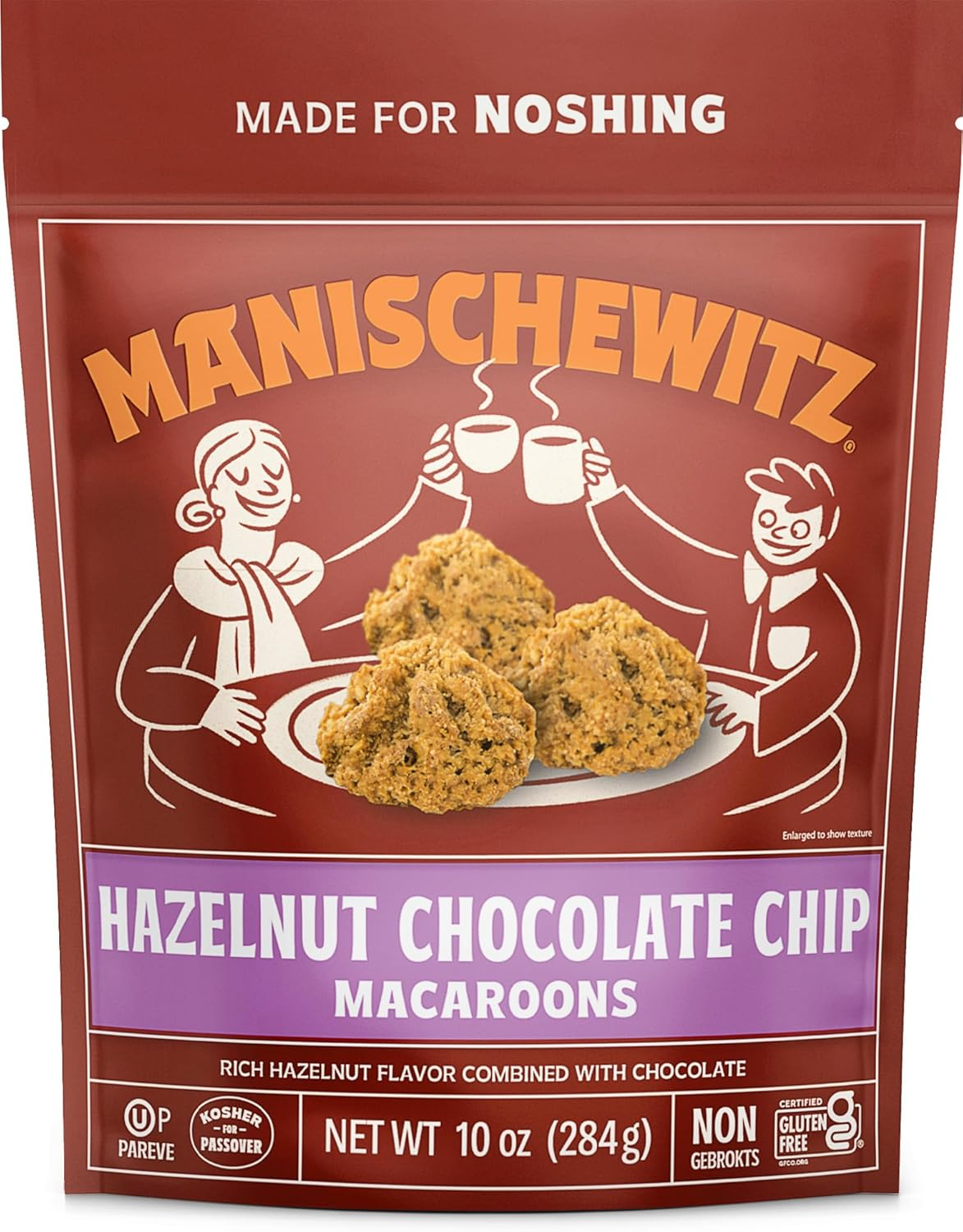 Manischewitz Chocolate Chip Macaroons, 10oz Resealable Bag, Gluten Free, Kosher For Passover