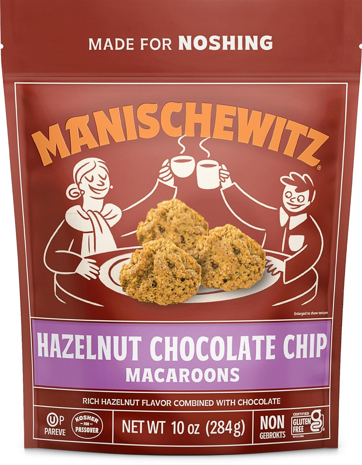 Manischewitz Chocolate Chip Macaroons, 10oz Resealable Bag, Gluten Free, Kosher For Passover