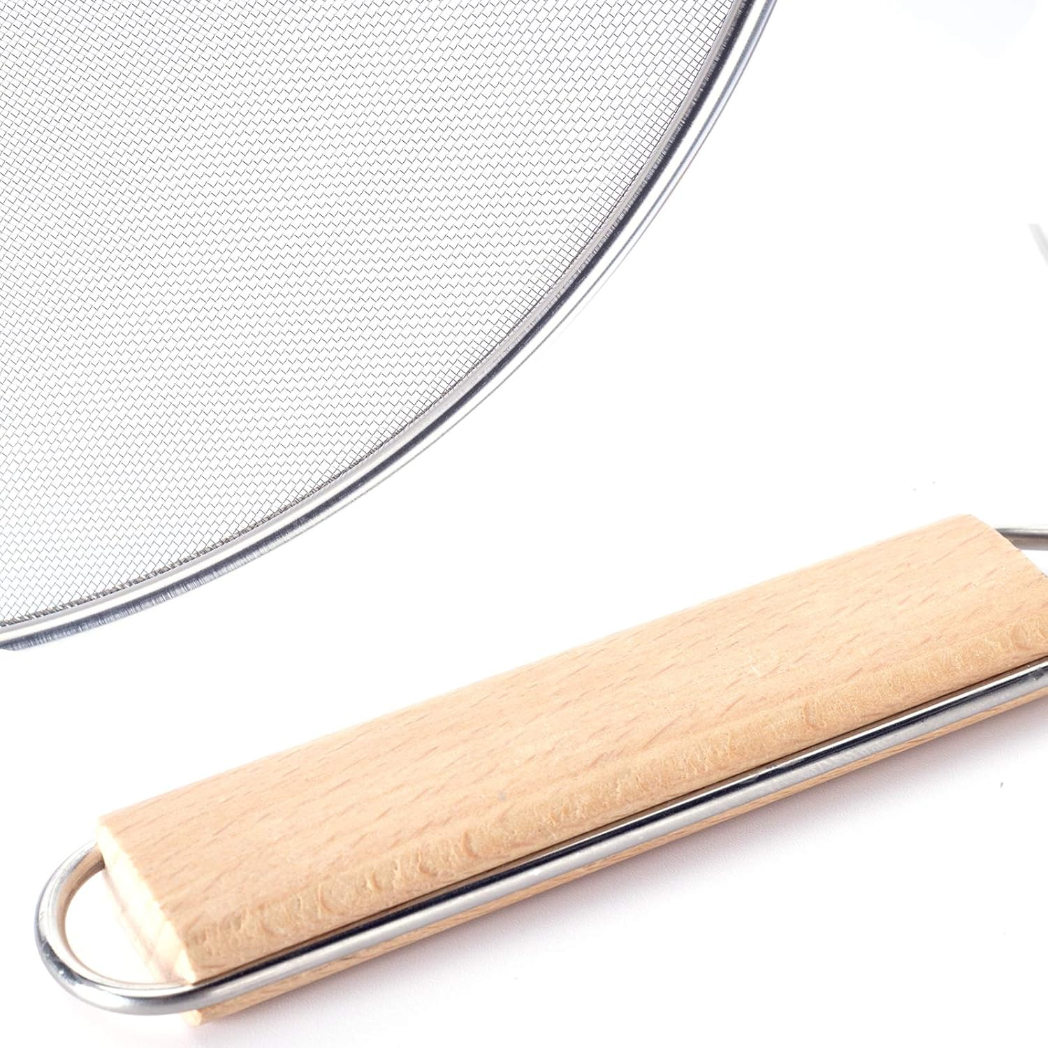 3 Pieces Grease Splatter Screen for Frying Pan, Splatter Guard Mesh Stainless Steel Grease Guard Shield for Kitchen Frying Pan Cooking Supplies Set of 9.44", 10.8" and 12.5" inch (Wood Handle)