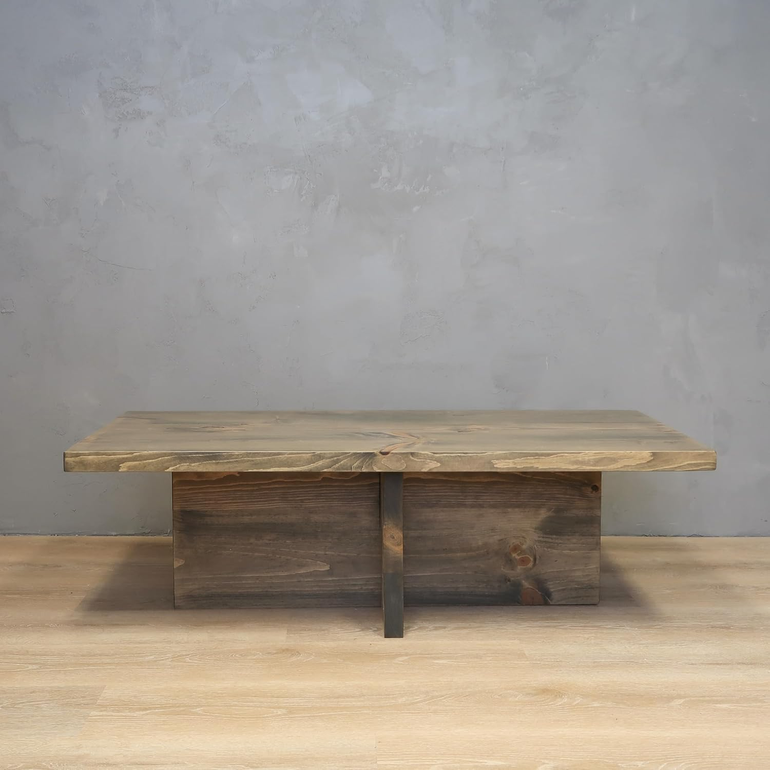 Solid Wood Coffee Table with Cross Base Legs, Rustic, Modern, Living Room, Bedroom, Made in USA (Aged Barrel, 36Wx18Dx15H)