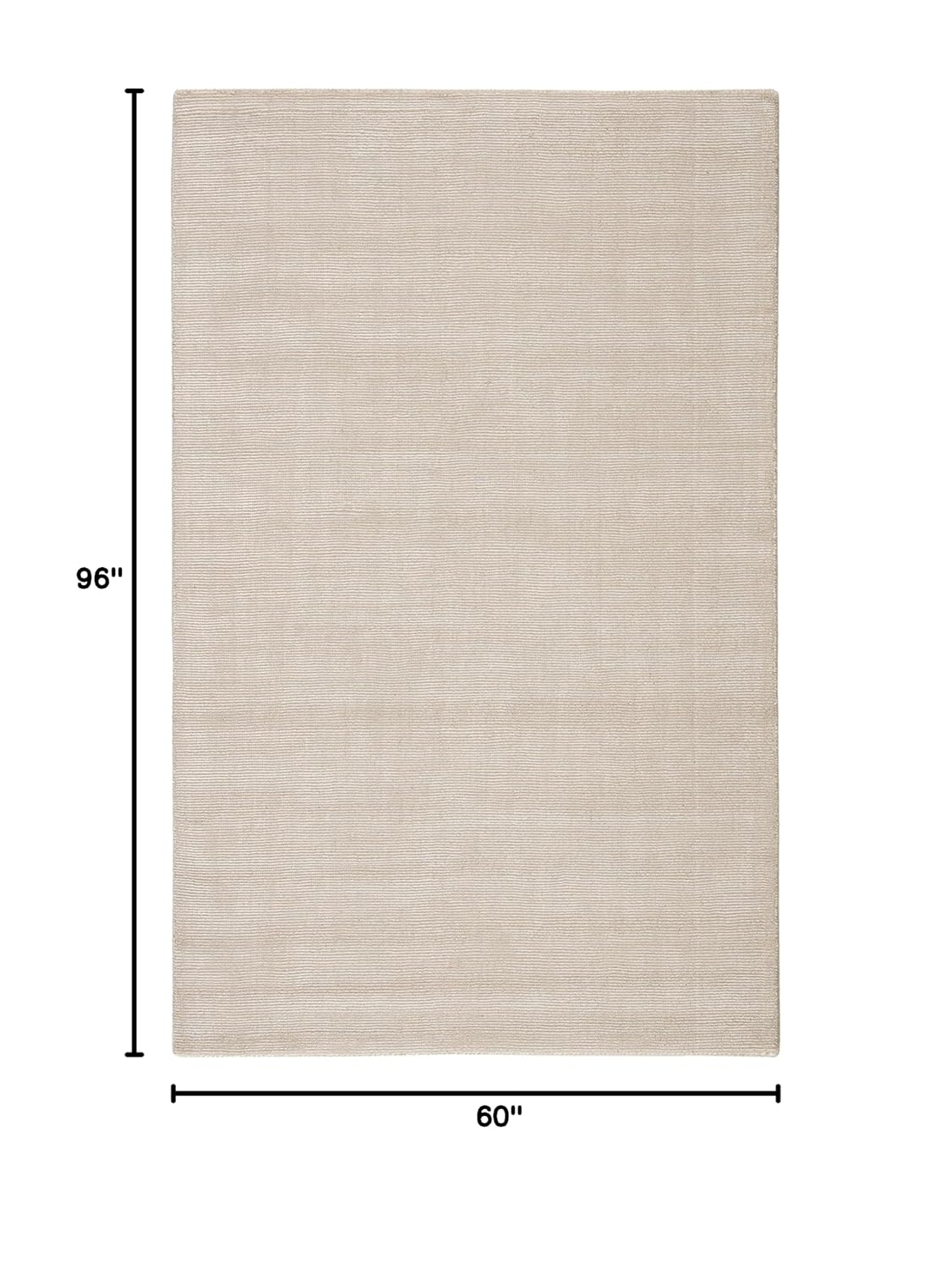 Ivory and Gray Handwoven Wool and Viscose Area Rug 5' x 8'