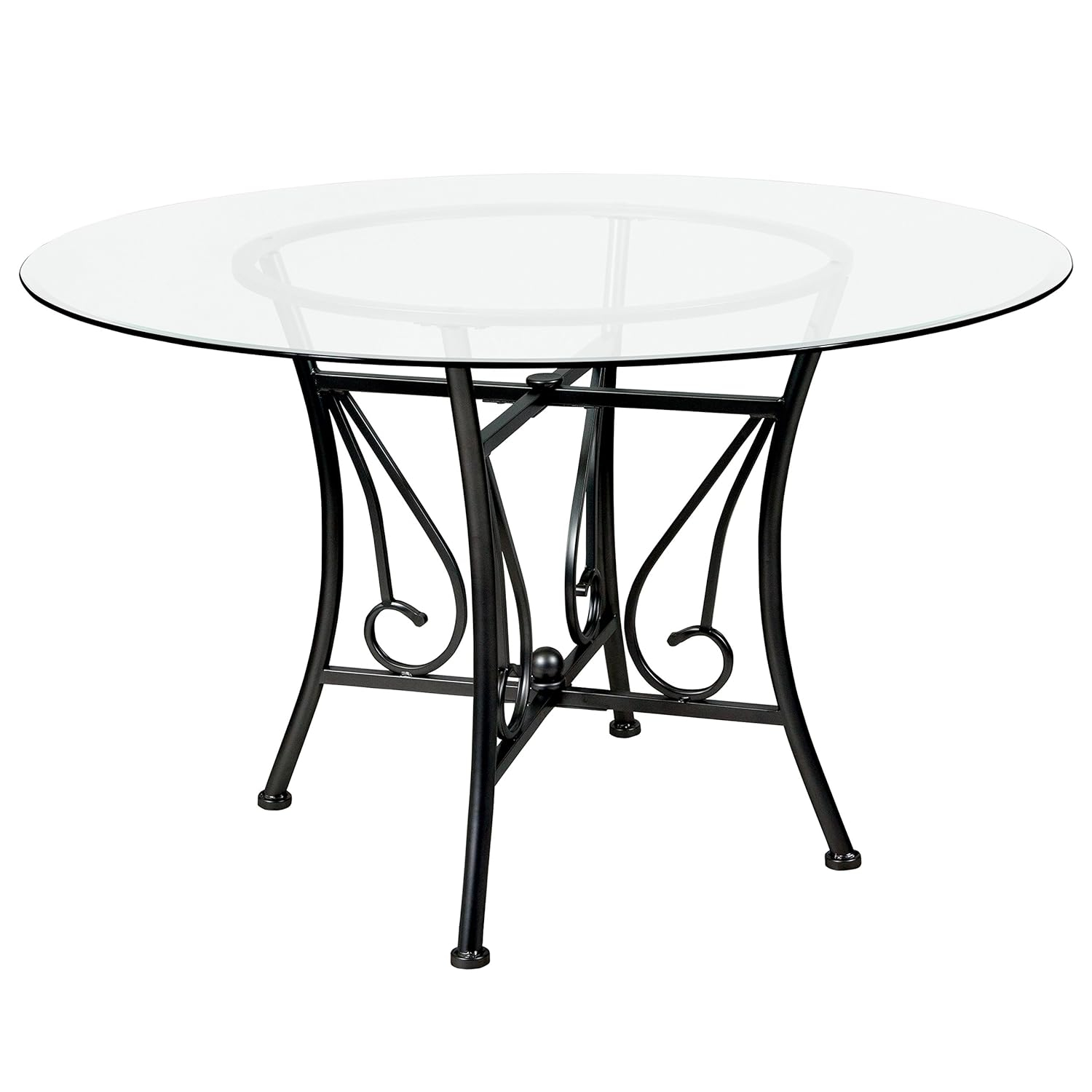 Flash Furniture Princeton 48'' Round Glass Dining Table with Black Metal Frame