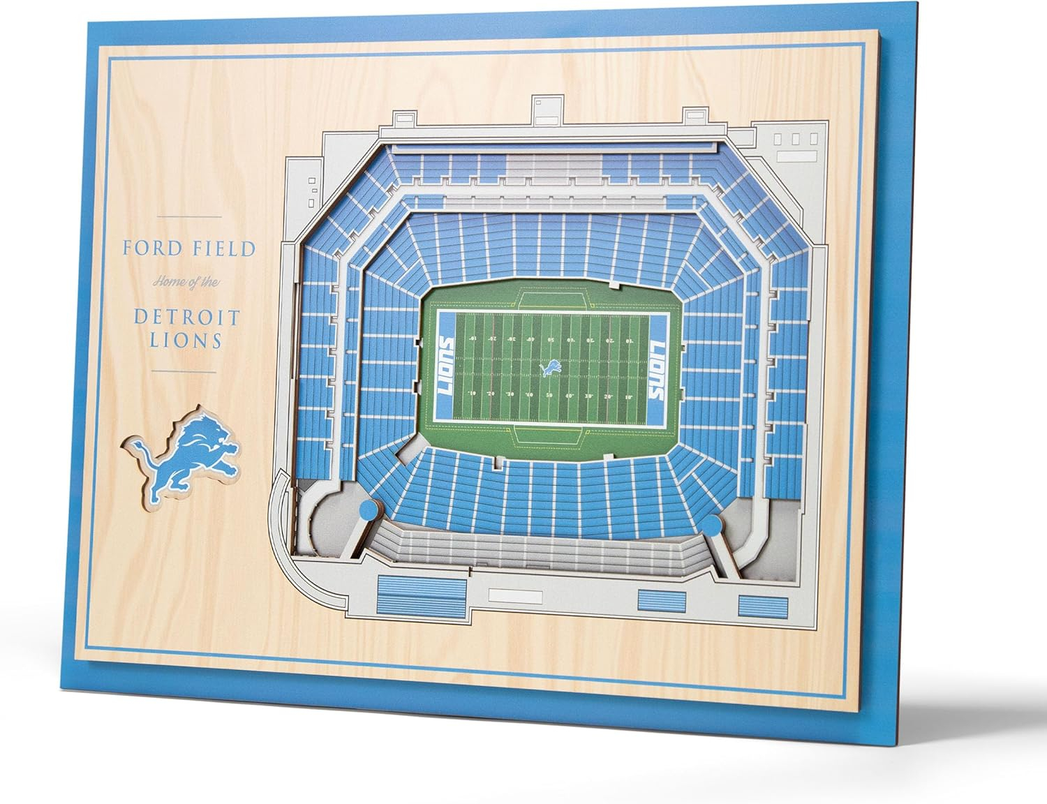 Detroit Lions 17'' x 13'' 5-Layer StadiumViews 3D Wall Art