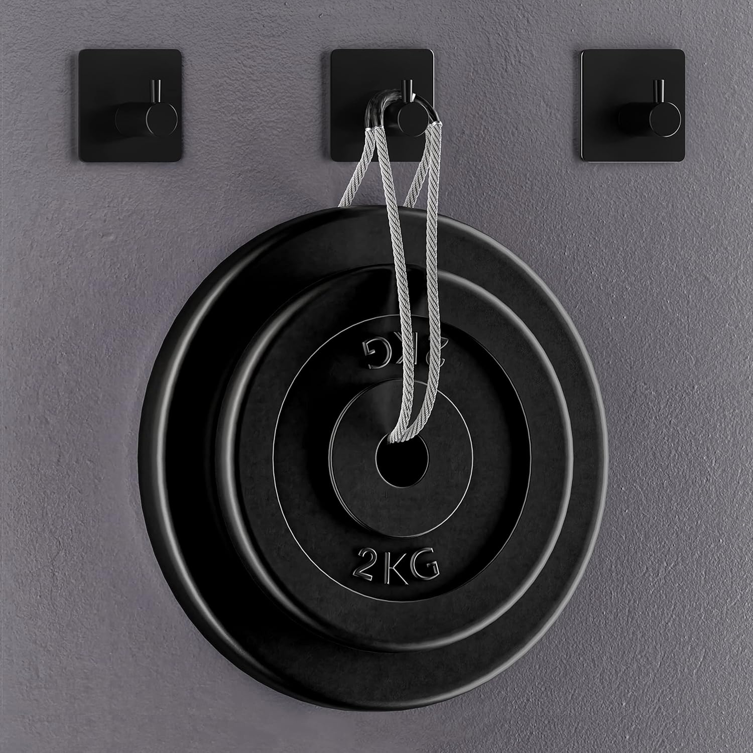 Matte Black Self Adhesive Towel Hooks for Bathroom Wall Door Mounted - SUS304 Stainless Steel Strong Strips Stick on 3M Wall Hooks for Hanging Coat, Hat, Bag, Key, Jacket – 4 Pack