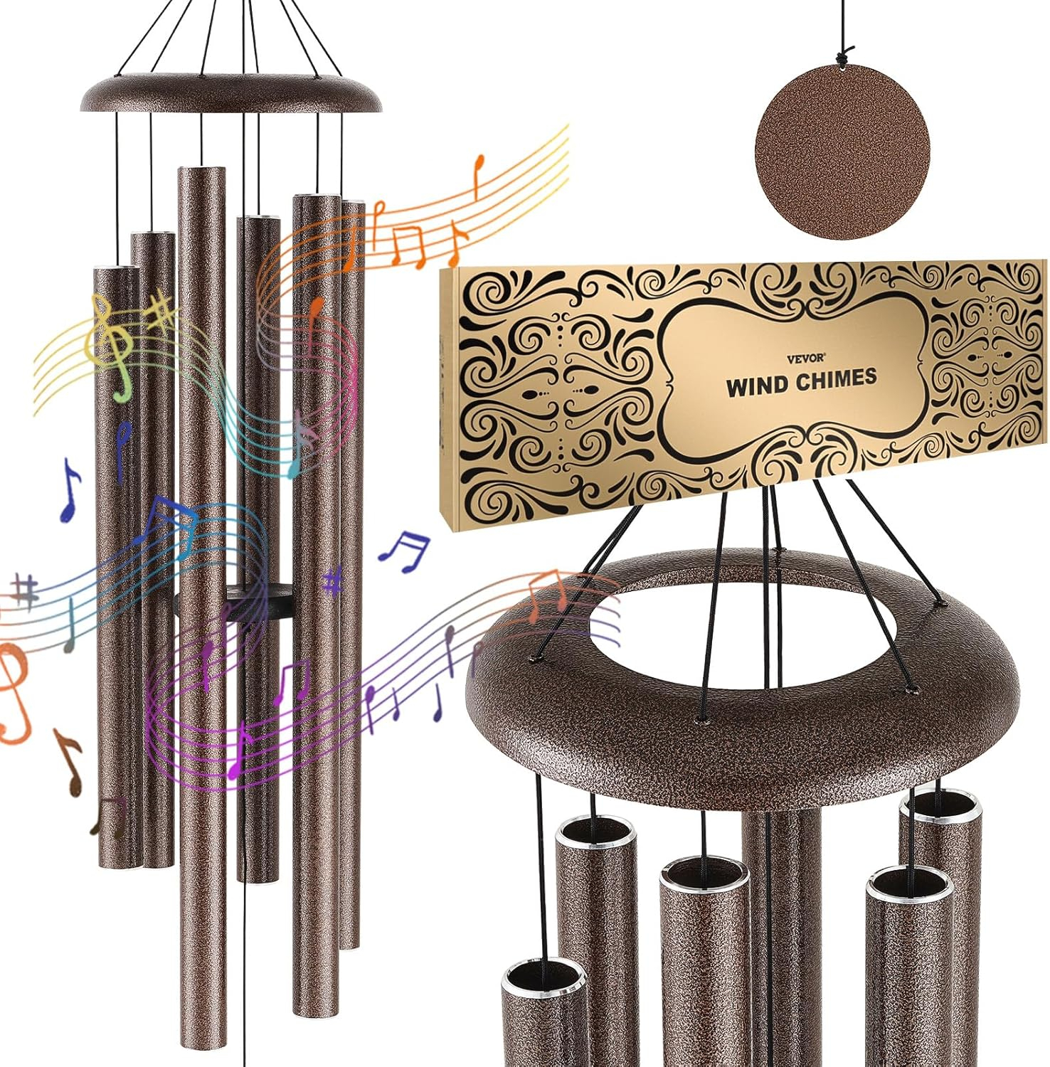 Wind Chimes for Outside, 50 in. Deep Tone Wind Chimes, Unique Large Memorial Wind Chimes for Anniversary, Hand-Tuned