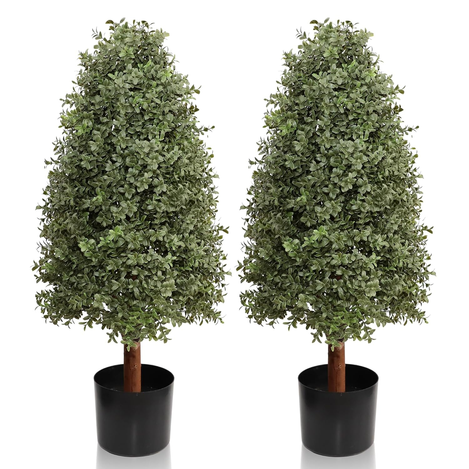 3ft Artificial Topiary Trees Set of 2, Faux Boxwood Tree for Outdoor Decor, Topiaries Plants Artificial Outdoors for Front Door Patio Garden C38
