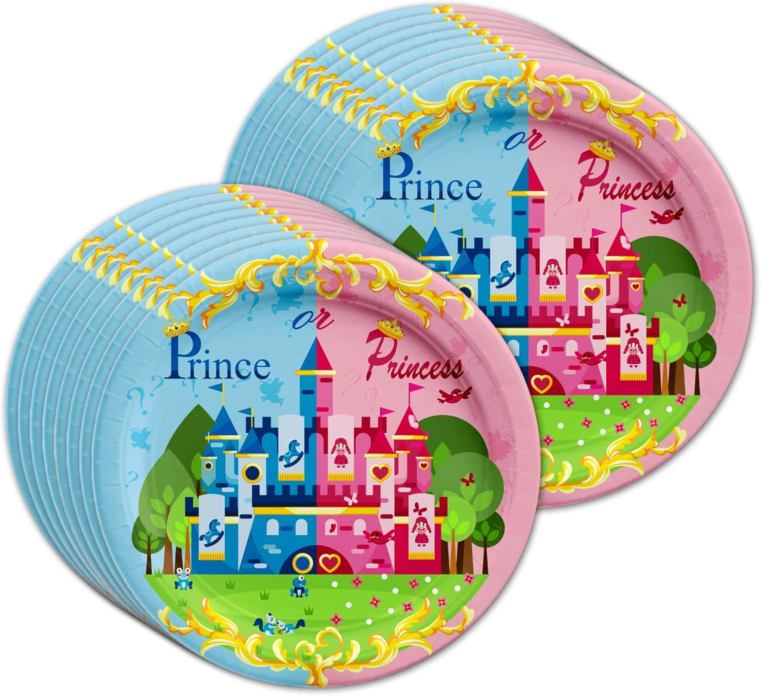 Little Prince or Princess Baby Gender Reveal Party Supplies Set Plates Napkins Cups Tableware Kit for 16