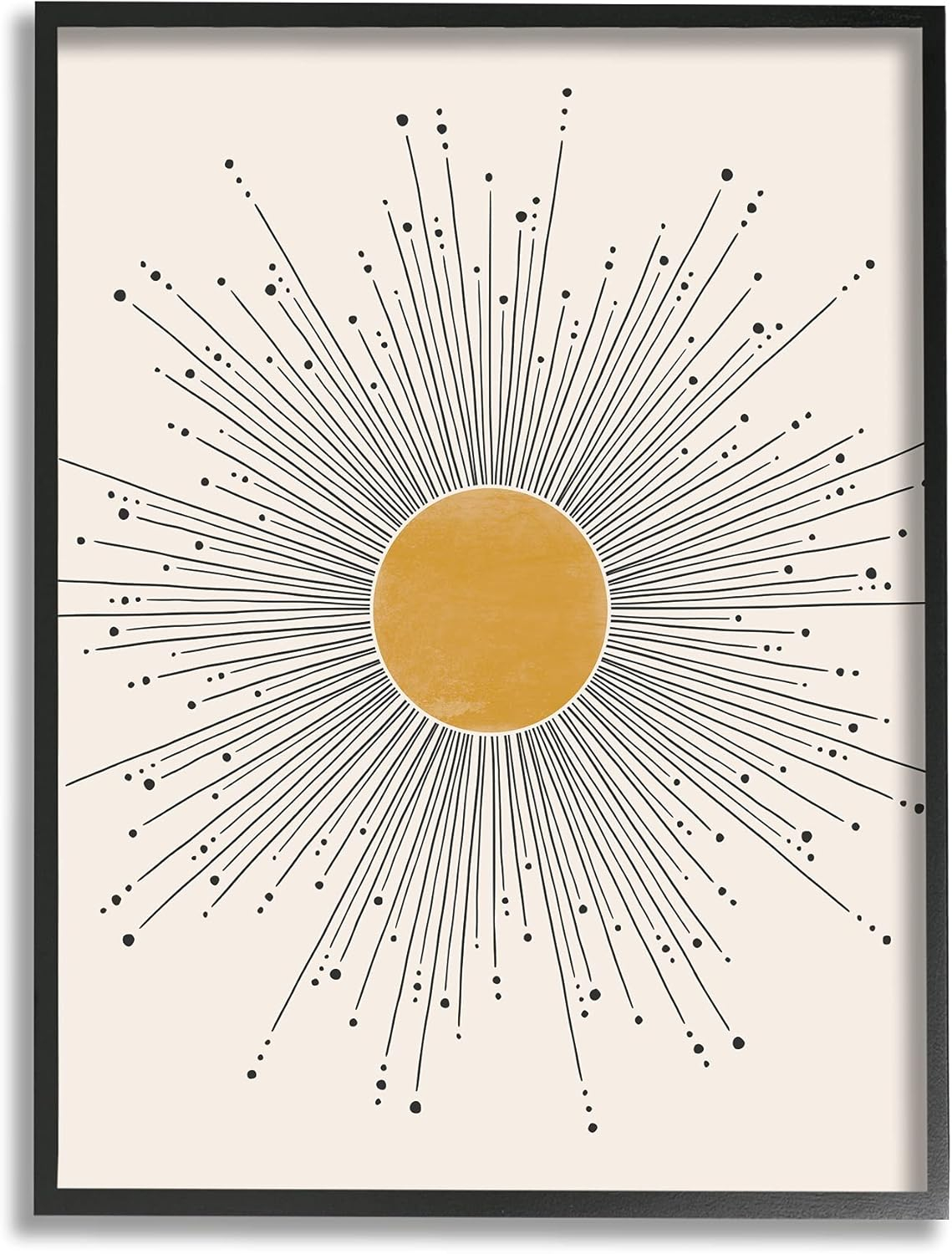 Stupell Industries Art Deco Summer Sun Geometric Line Bursts Outer Space Painting Black Framed Art Print Wall Art, 16 x 20