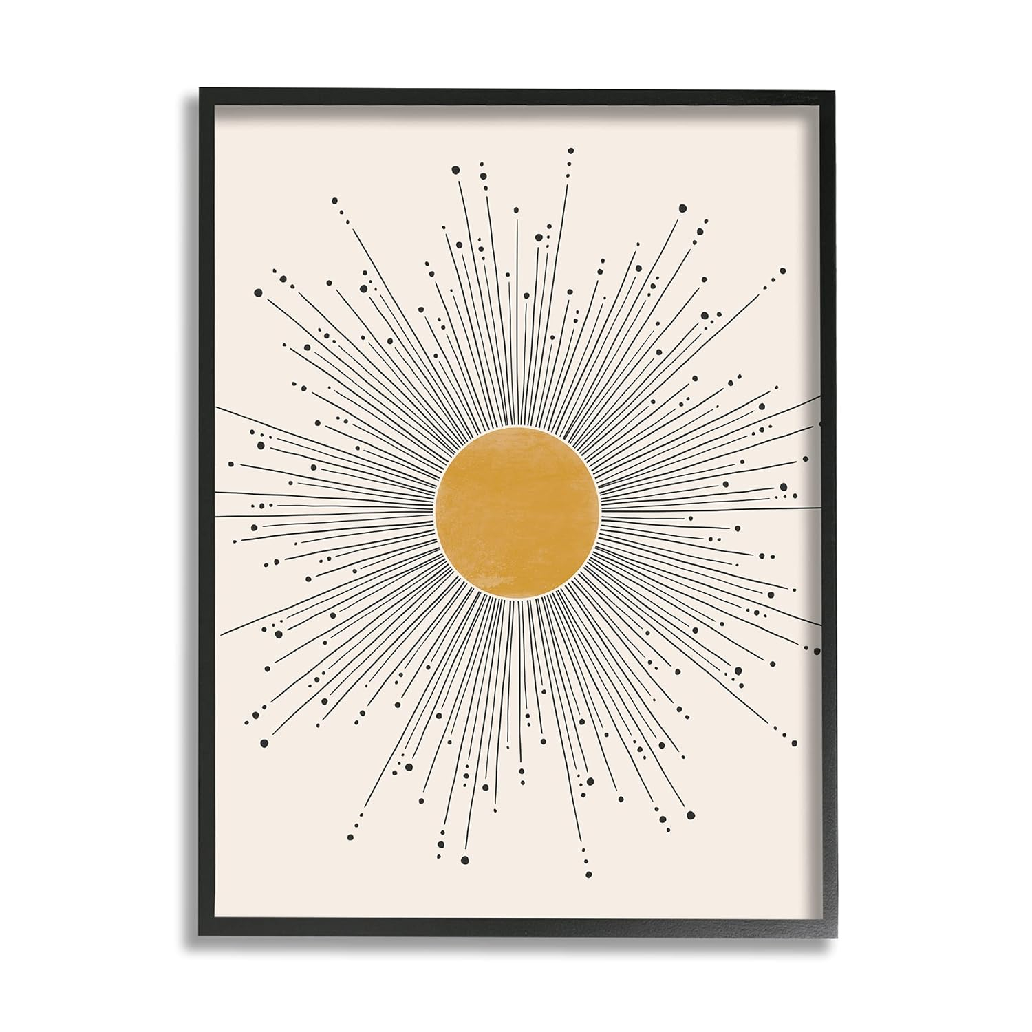 Stupell Industries Art Deco Summer Sun Geometric Line Bursts Outer Space Painting Black Framed Art Print Wall Art, 16 x 20