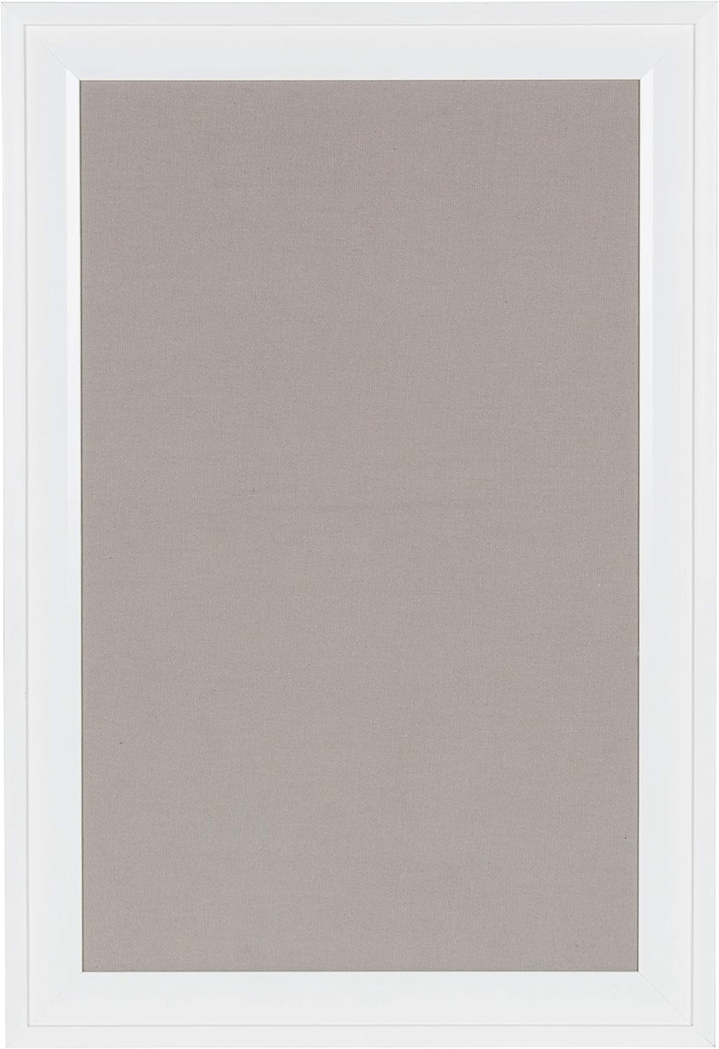 DesignOvation Bosc Framed Gray Linen Fabric Pinboard, 18.5x27.5, White