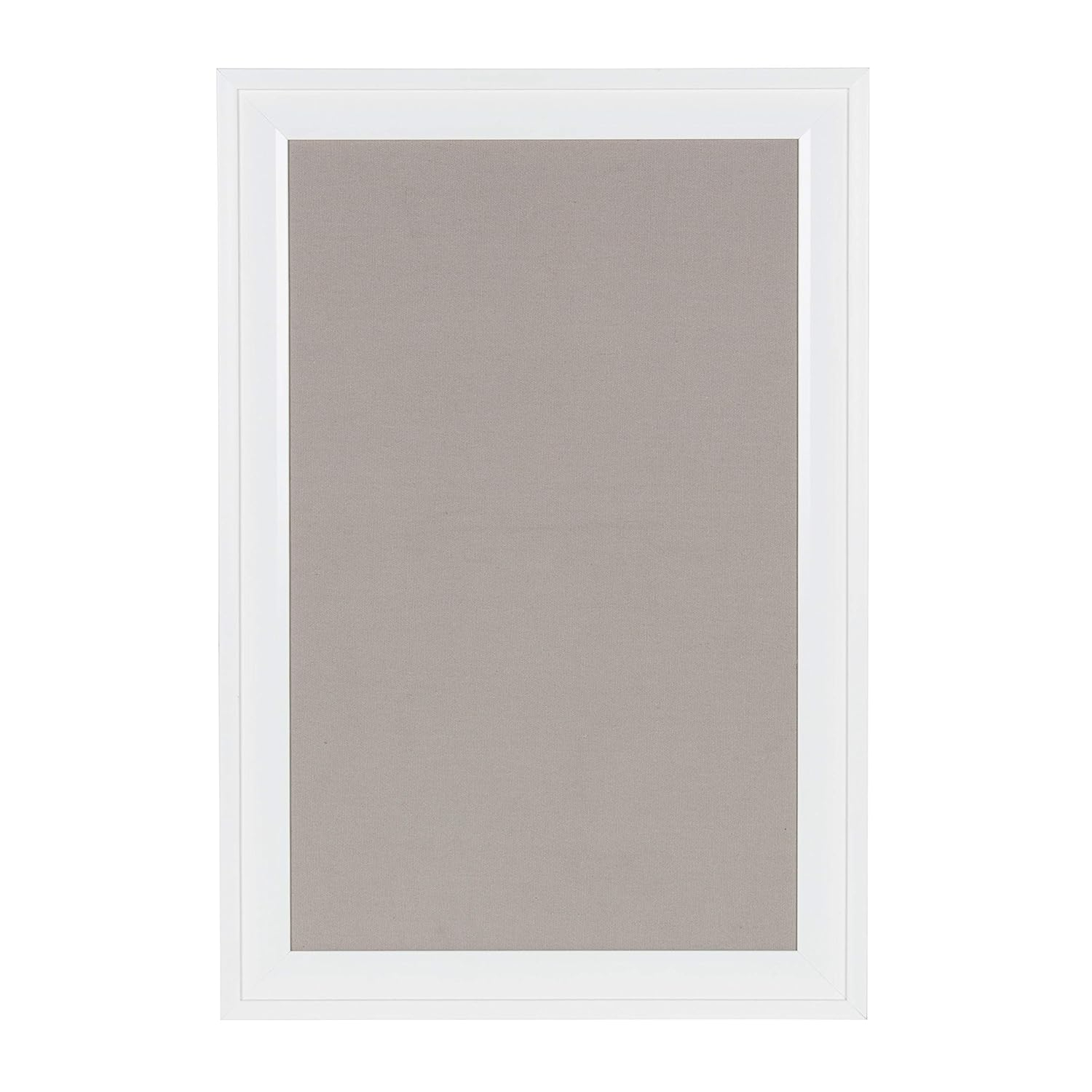DesignOvation Bosc Framed Gray Linen Fabric Pinboard, 18.5x27.5, White