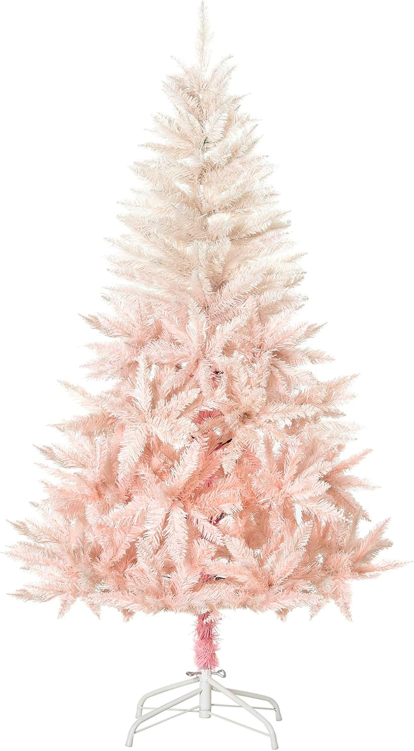 HOMCOM 7ft Unlit Spruce Artificial Christmas Tree with Realistic Branches and 1000 Tips, Pink