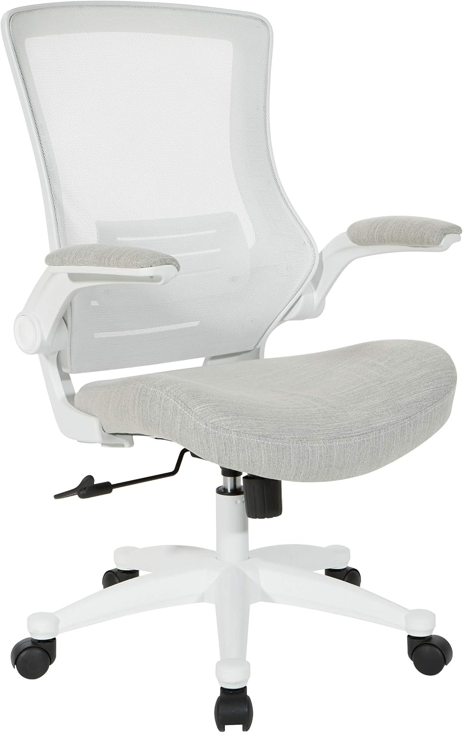 White Screen Back Manager's Chair in Linen Stone Gray Fabric