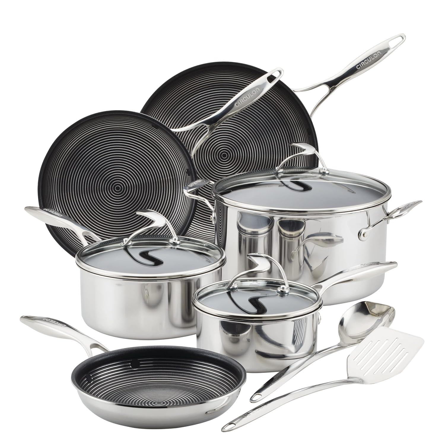 Circulon 11-Piece Stainless Steel Nonstick Cookware Set SteelShield Clad in Silver