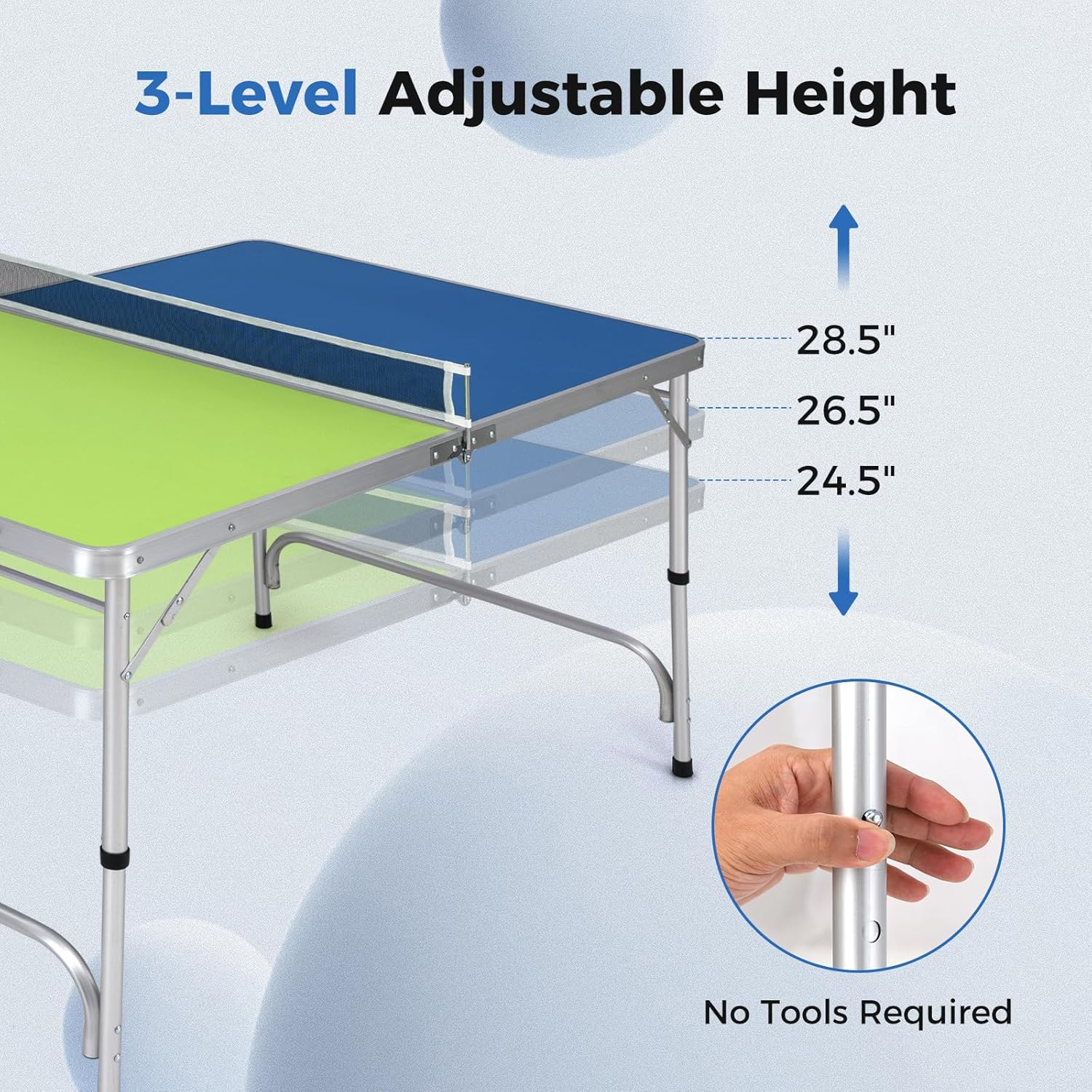Goplus Foldable Ping Pong Table, 100% Preassembled, Table Tennis Table with Net, 2 Paddles, Ping Pong Balls, Portable Table Tennis Game Set for Indoor Outdoor