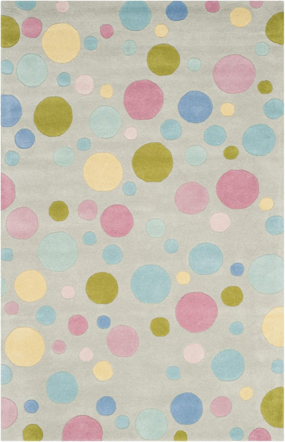 SAFAVIEH Soho Dots Polka Dots Wool Area Rug, Grey/Multi, 5' x 8'