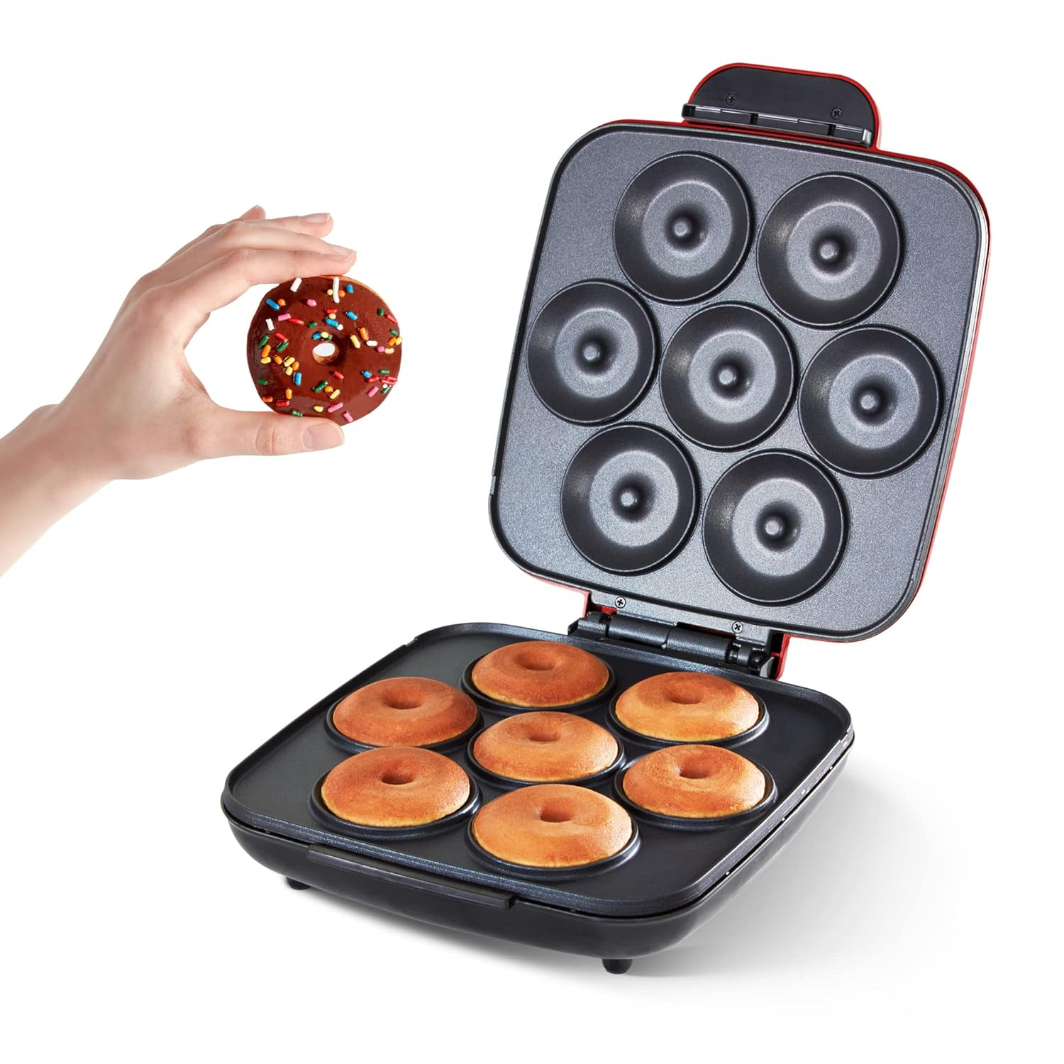 Delish By Dash Donut Maker for Snacks, Dessert, and More - Red