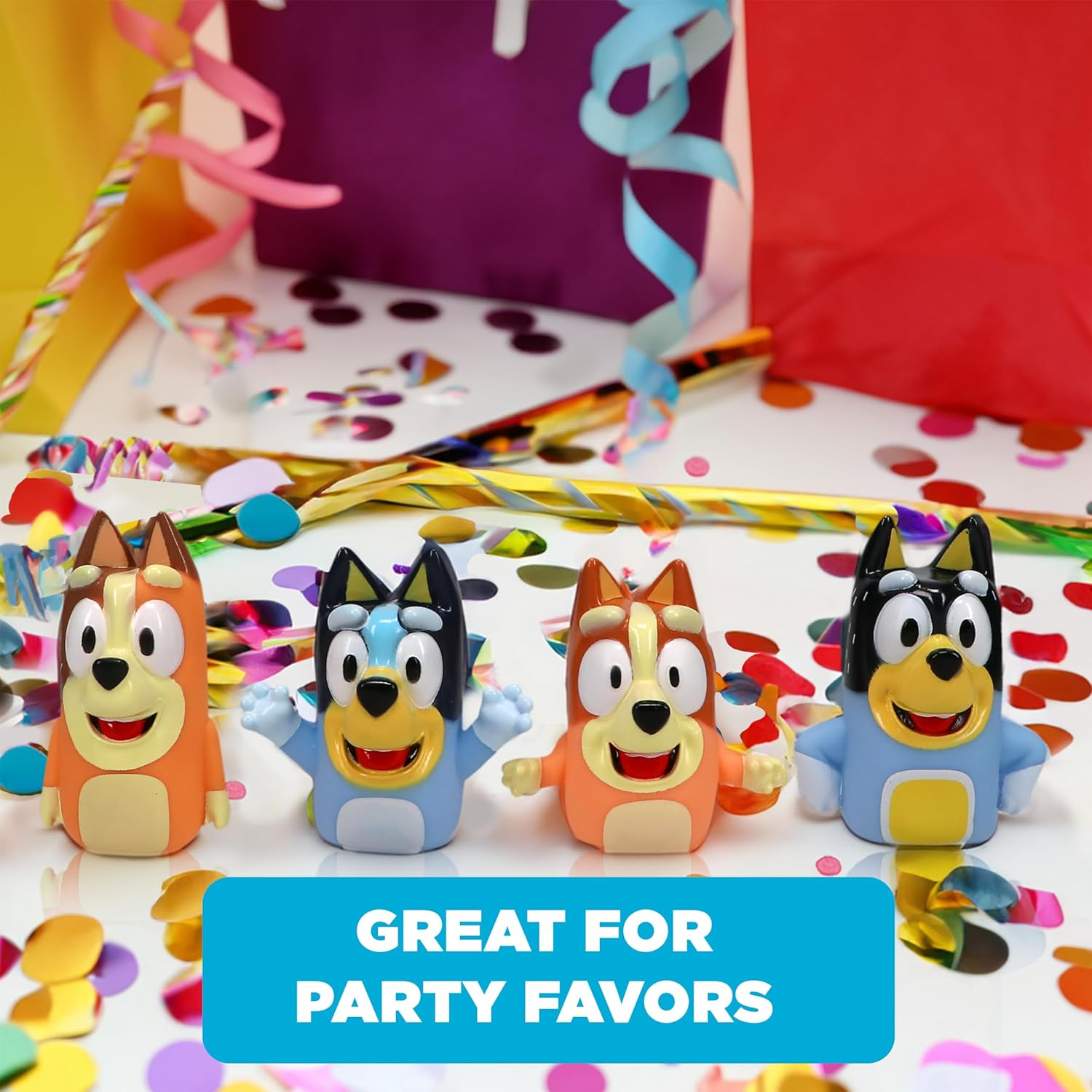 Bluey Jumbo Finger Puppets Set, Multicolor PVC Bath Toys