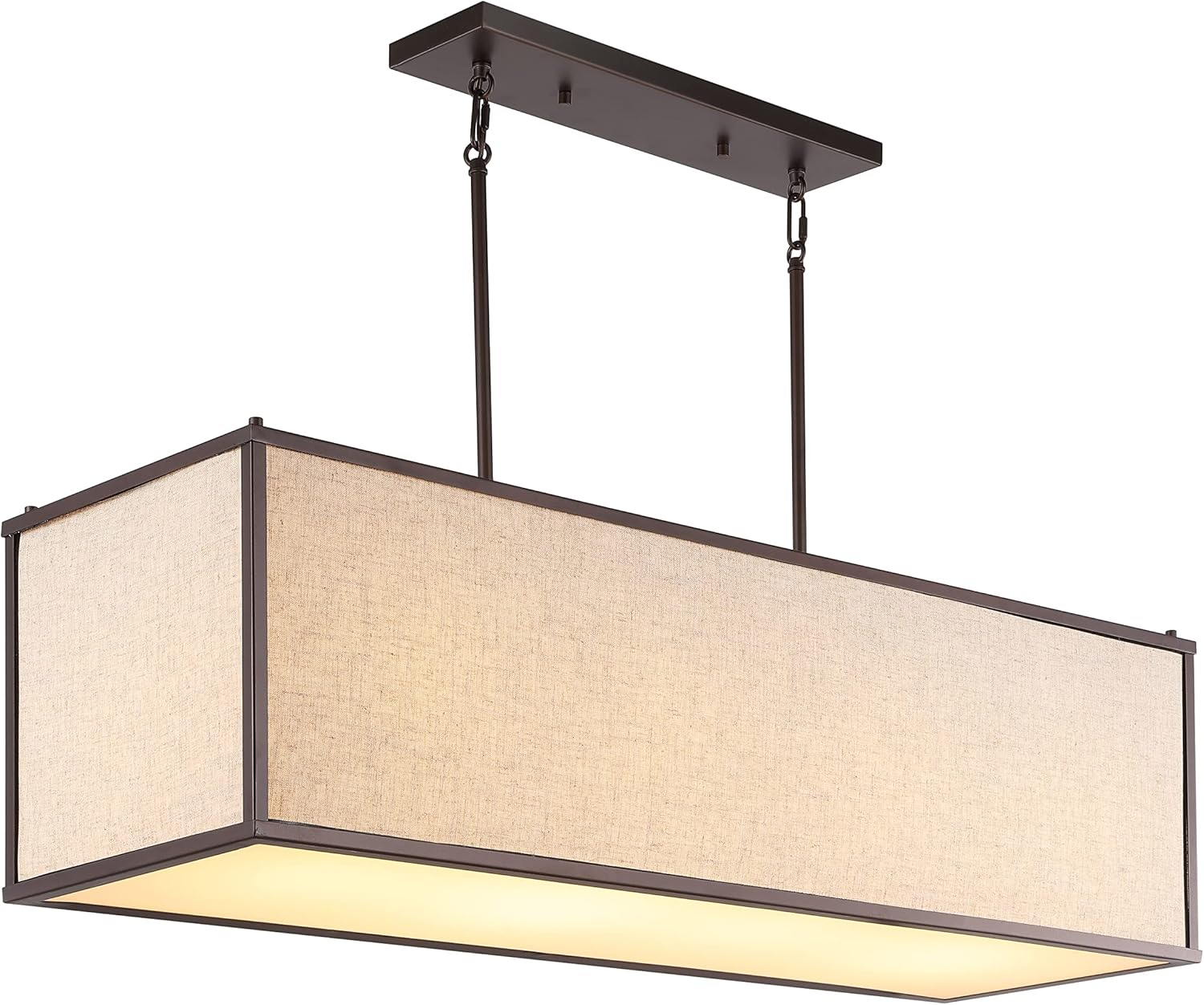 JONATHAN Y JYL1312A Cole 42" 4-Light Rectangular Linen Iron Linear LED Pendant, Farmhouse, Industrial, Coastal, Contemporary, Modern, Minimalist for Bedroom, Living Room, Office, Oil Rubbed Bronze