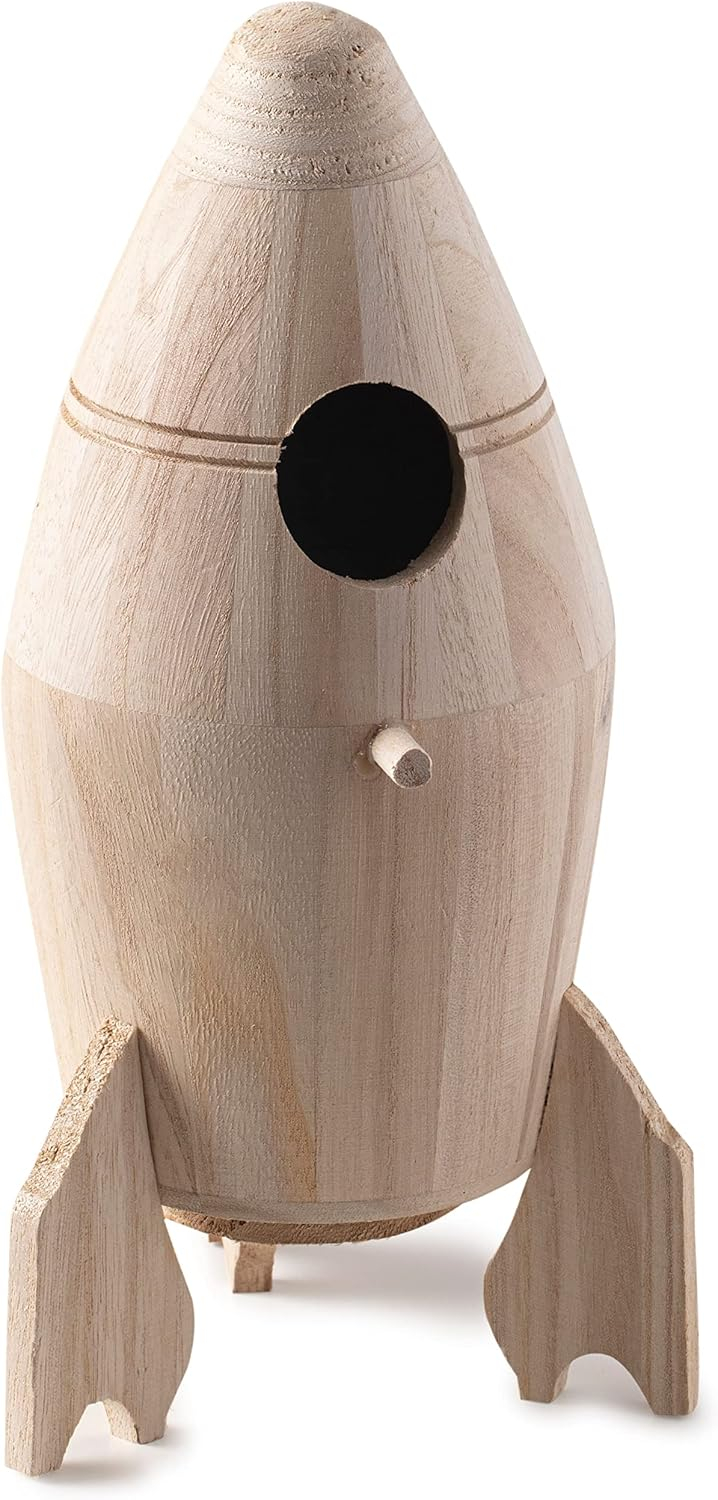 10.5" Rocket Ship Wood Birdhouse by Make Market®