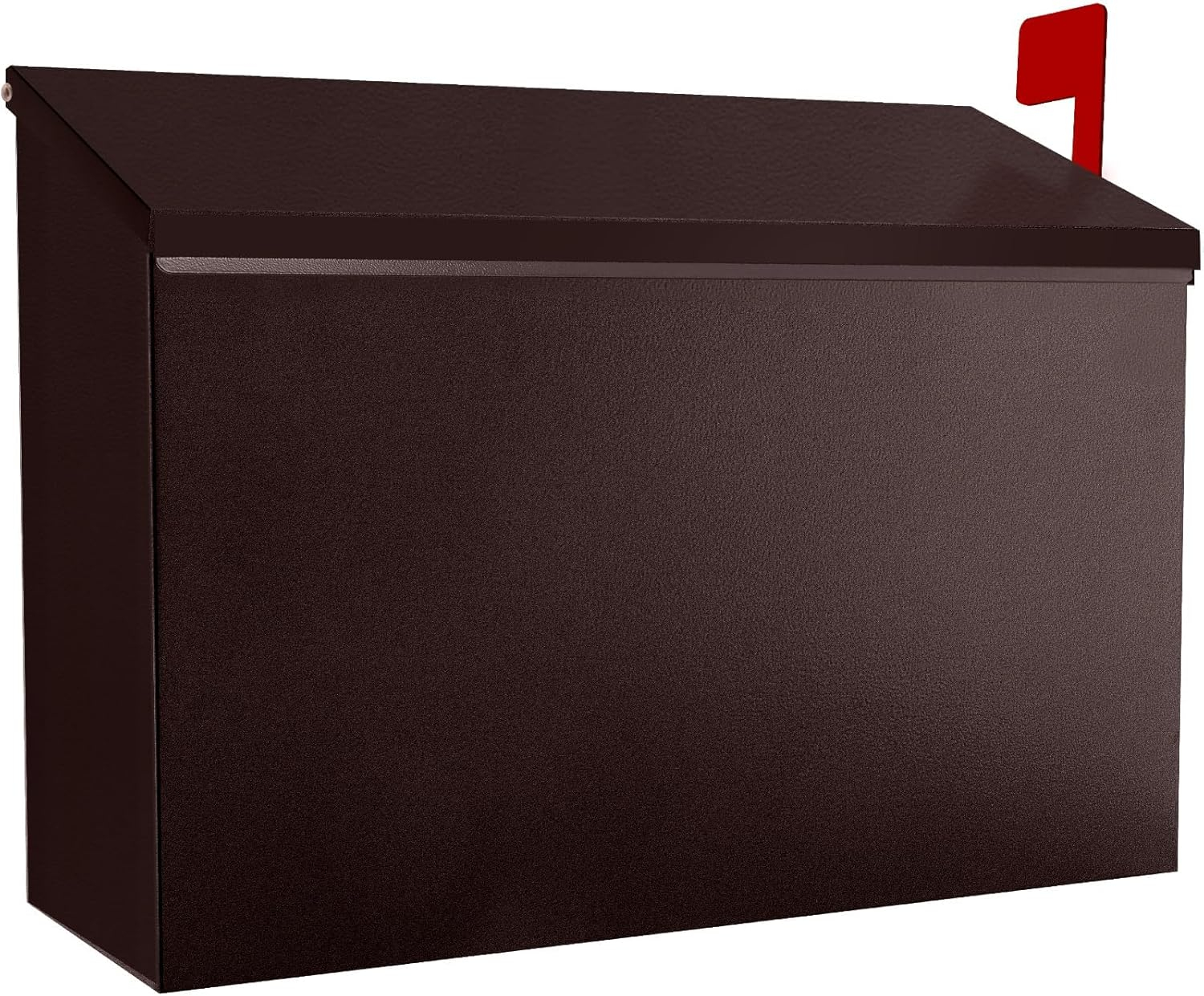 Wall-Mount Mailbox with Flag Metal Mail Box for Outside Large Capacity Rust-Proof Post Box for House Use, 14.2” x 4” x 9.5”, Black