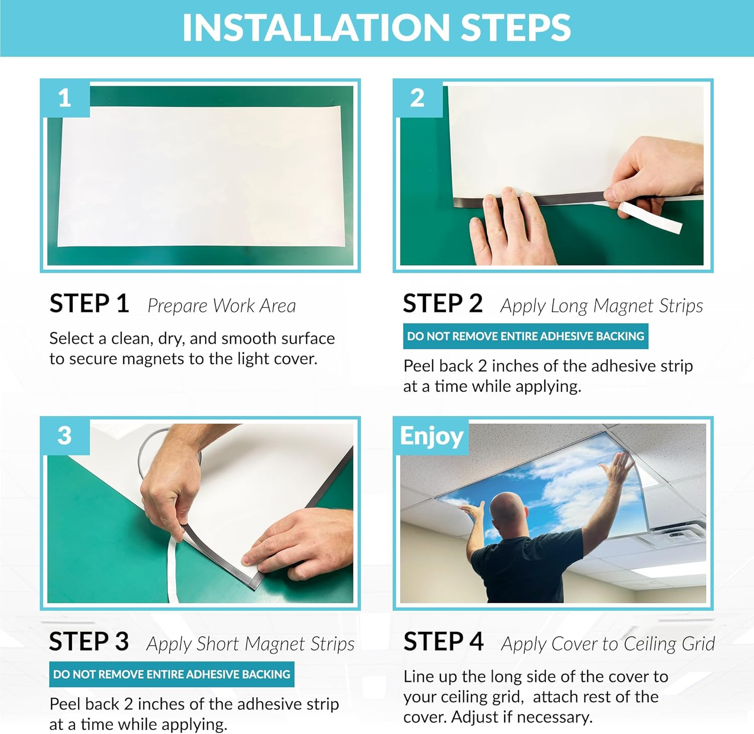 OCTO LIGHTS Magnetic Fluorescent Light Covers for Ceiling Lights Classroom 2x4 - Magnetic Classroom Light Filters - Improve Focus, Eliminate Headaches & Eyestrain CLD-010