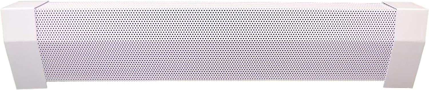 EZ Snap Covers 5 Foot White Standard 7 1/2" White Baseboard Heater Cover Galvanized Steel Kit with 2 Closed End Caps & 3 Brackets