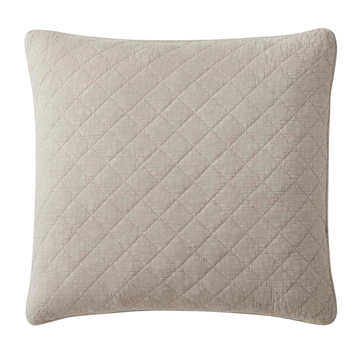 HiEnd Accents Cotton Gauze Euro Sham, 27x27 inch, Sable Solid Color, Soft Textured Cotton Pillowcases, Classic Chic Casual Modern Rustic Quilted Pillow Shams