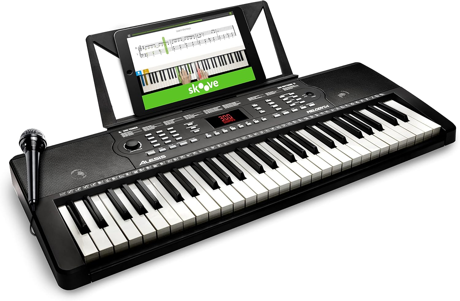 Alesis Melody 54 - Electric Keyboard Digital Piano with 54 Keys, Speakers, 300 Sounds, 300 Rhythms, 40 Songs, Microphone and Piano Lessons