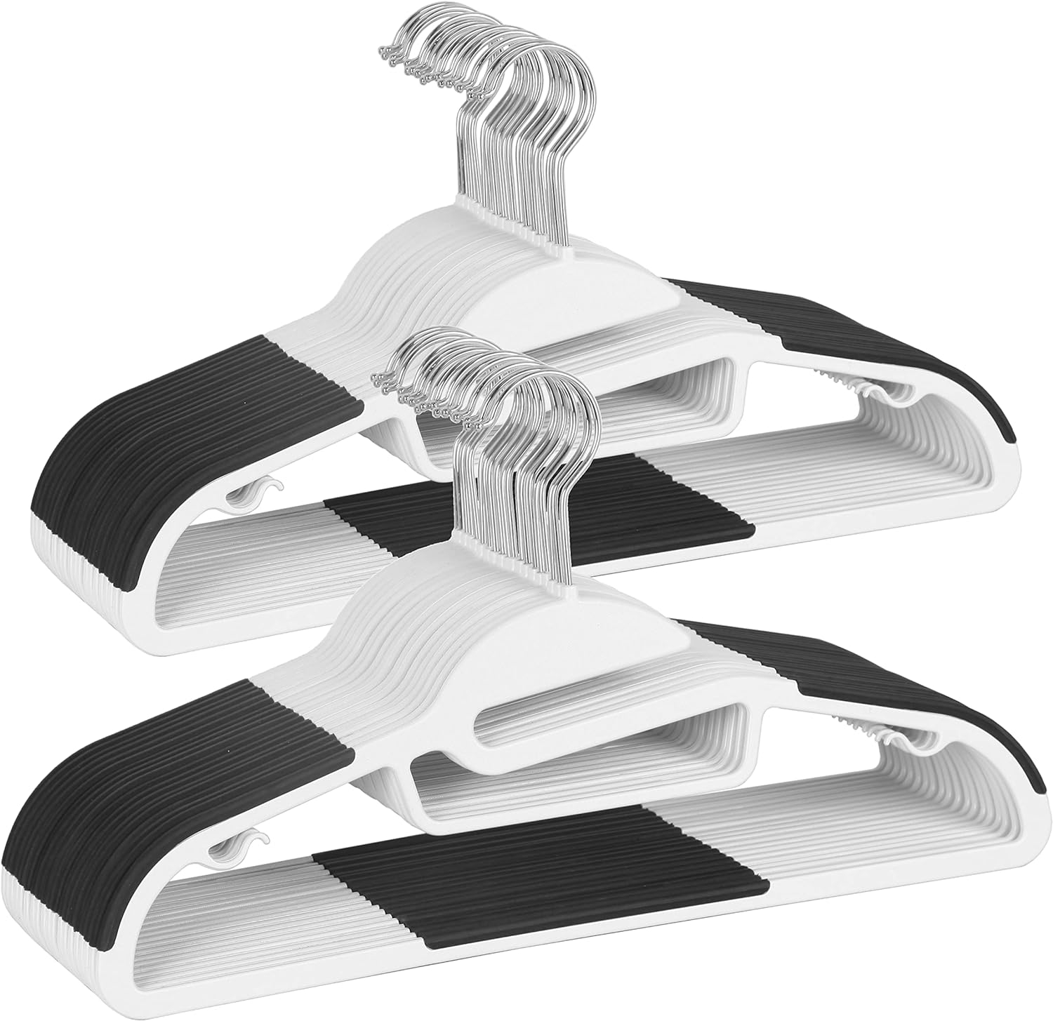 Finnhomy 50 Pack Plastic Hangers, Heavy Duty Clothes Hangers with Non-Slip Pads, Space Saving Easy Slide Organizer for Bedroom Closet, Great for Shirts, Pants, White
