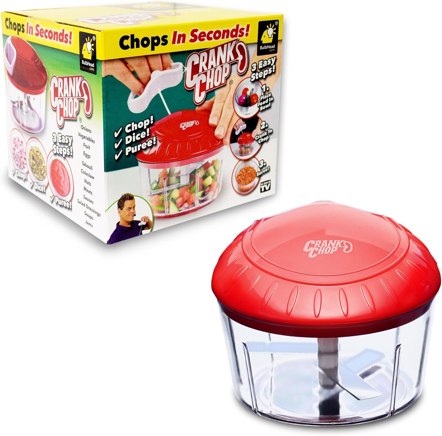 The Crank Chop Food Chopper and Processor XL, The Best Vegetable Chopper for Homemade Salsa and Dicing Ingredients Perfectly