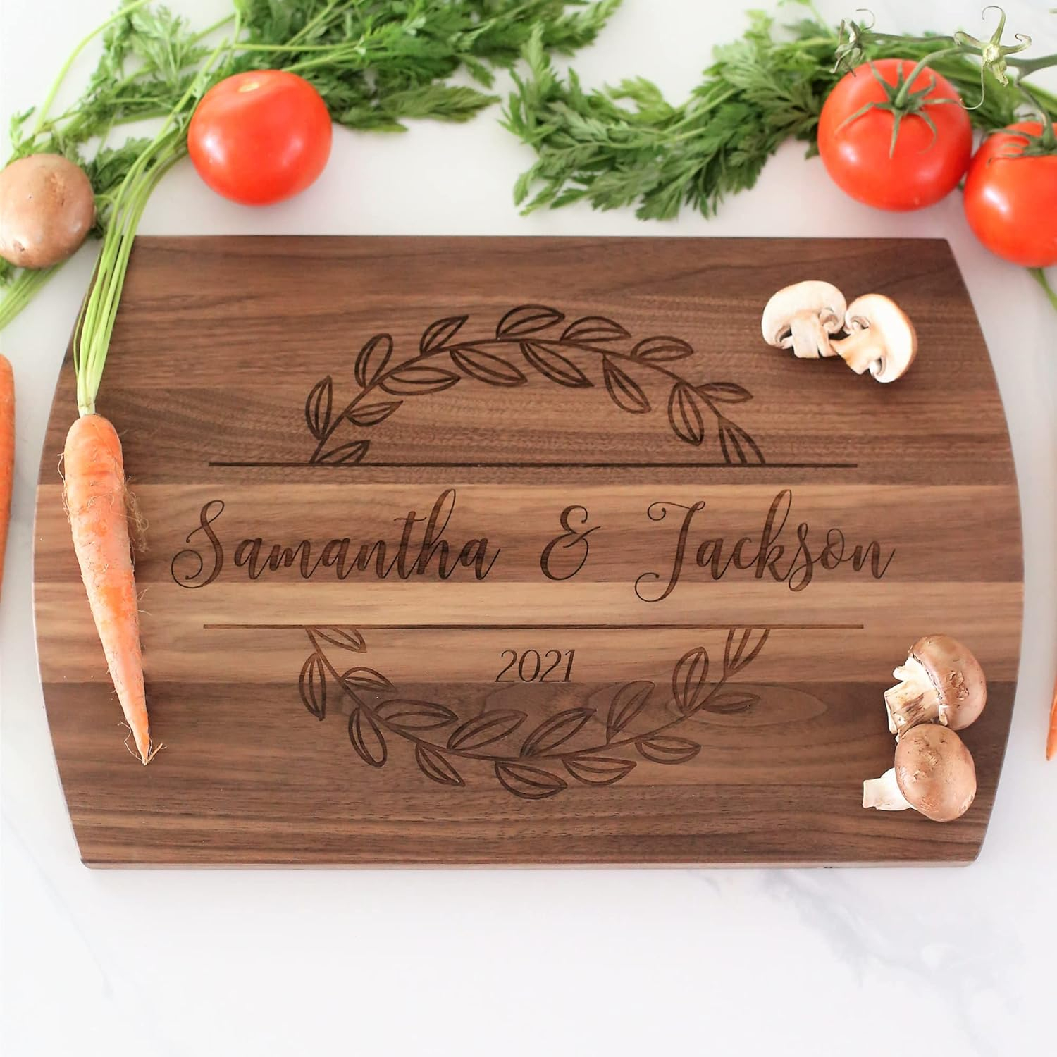 Blue Ridge Mountain Gifts Personalized Laser Engraved Wooden Cutting Board New Home Essentials - Customized Chopping Board for Weddings, Anniversaries, Birthdays - Unique Kitchen Decor Gift